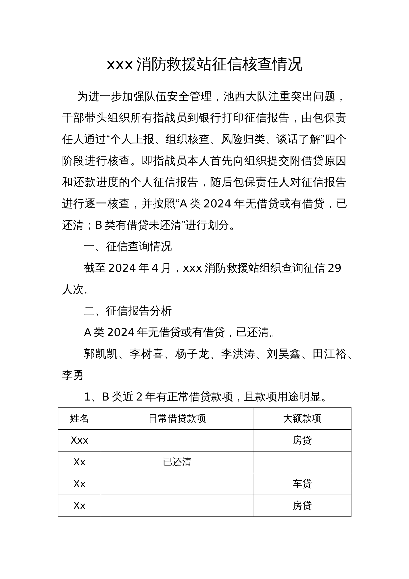 消防救援站征信核查情况 第1页
