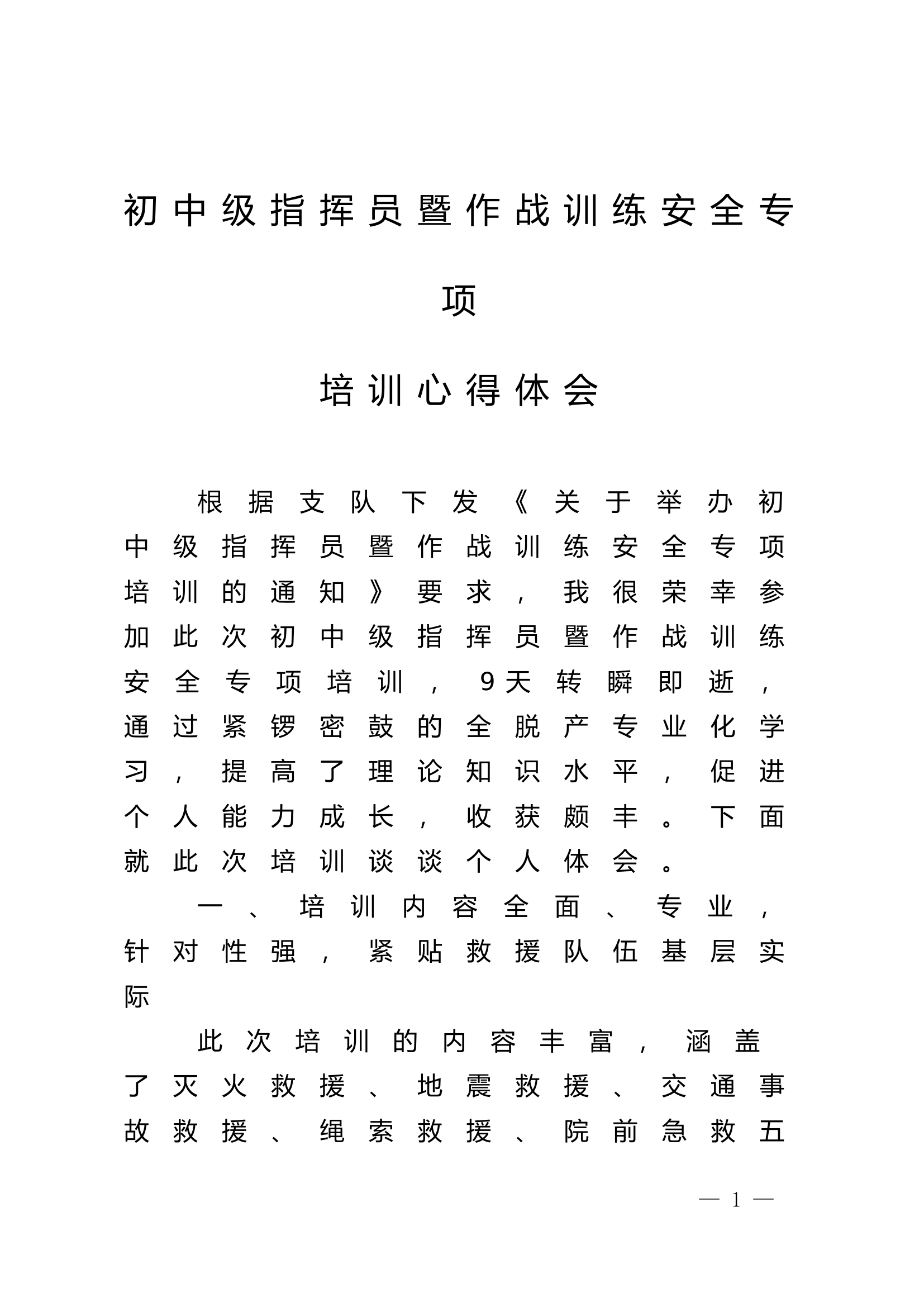 初中级指挥员暨作战训练安全专项培训有感.doc 第1页