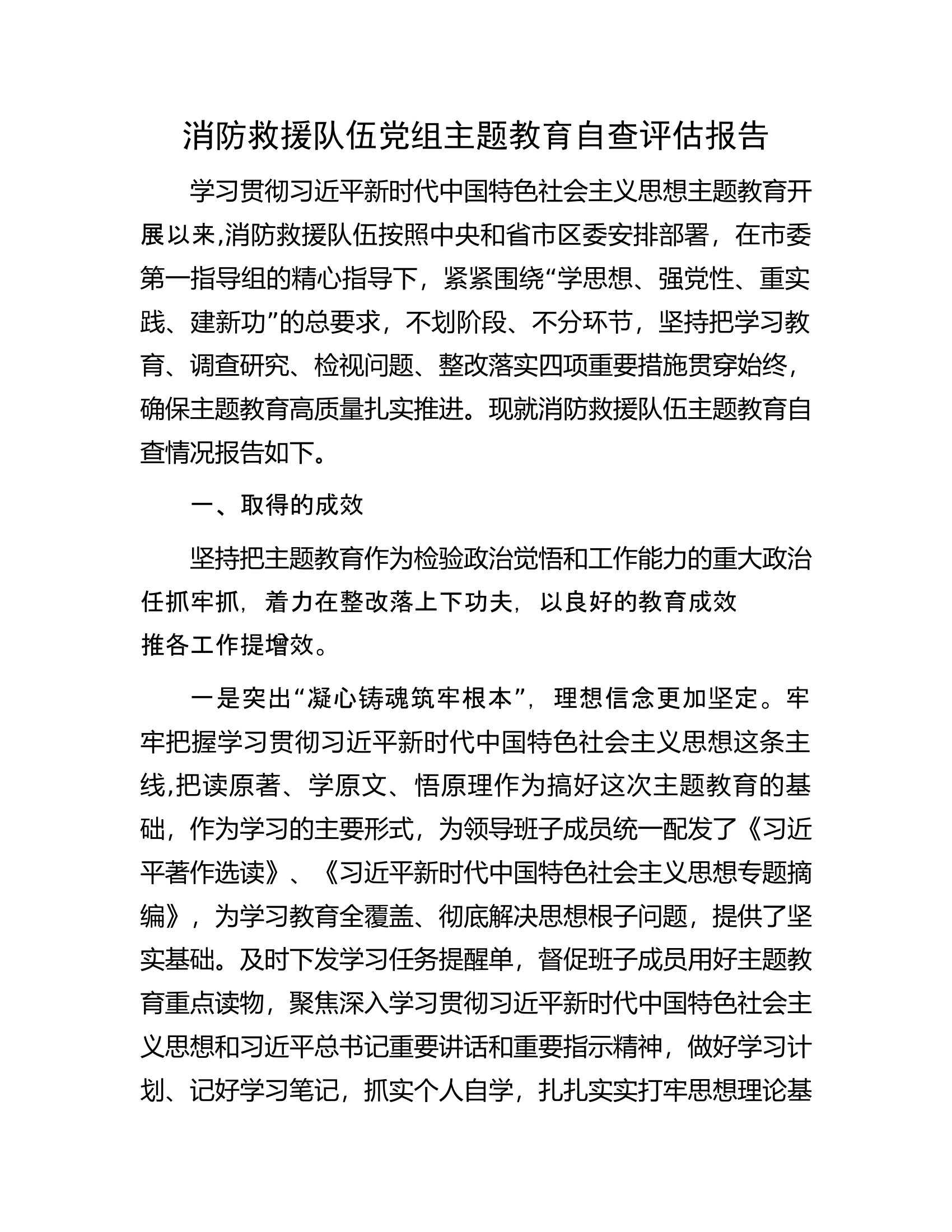 消防救援队伍主题教育自查评估报告.docx 第1页