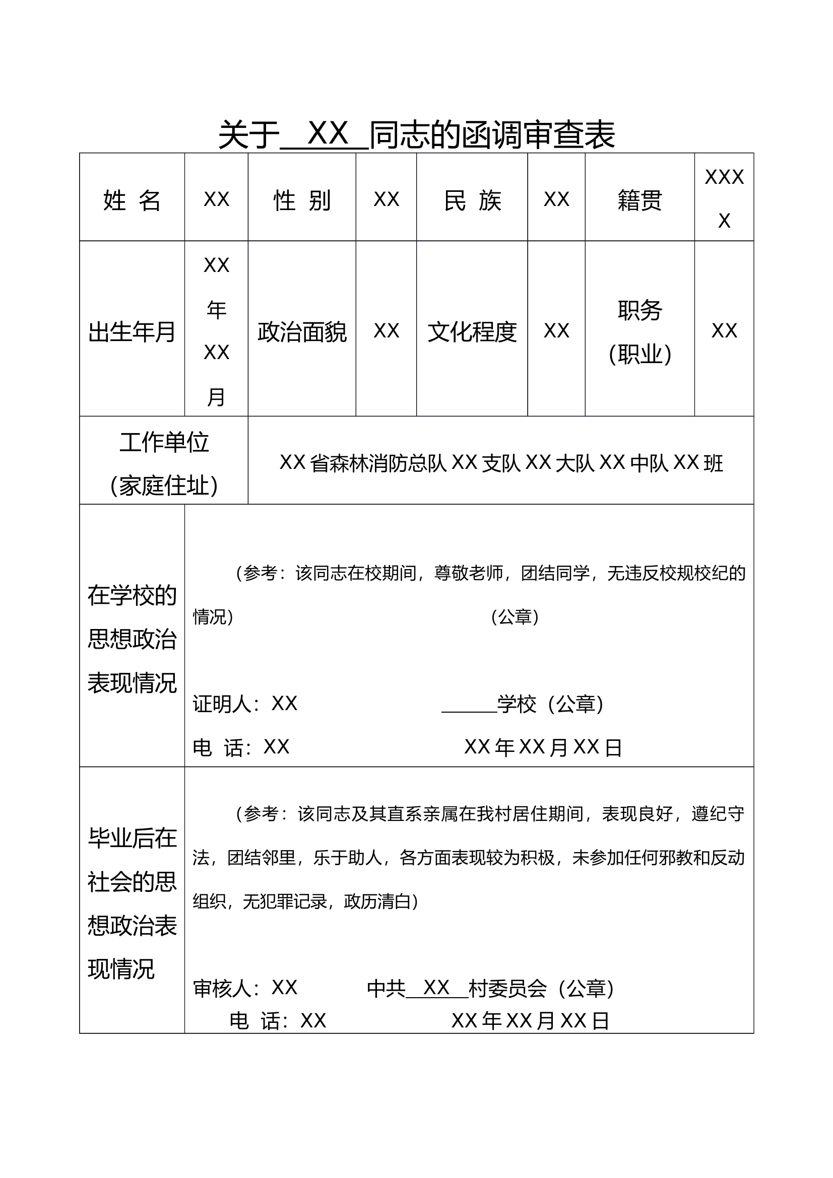 4-2关于   XX  同志的函调审查表 第1页