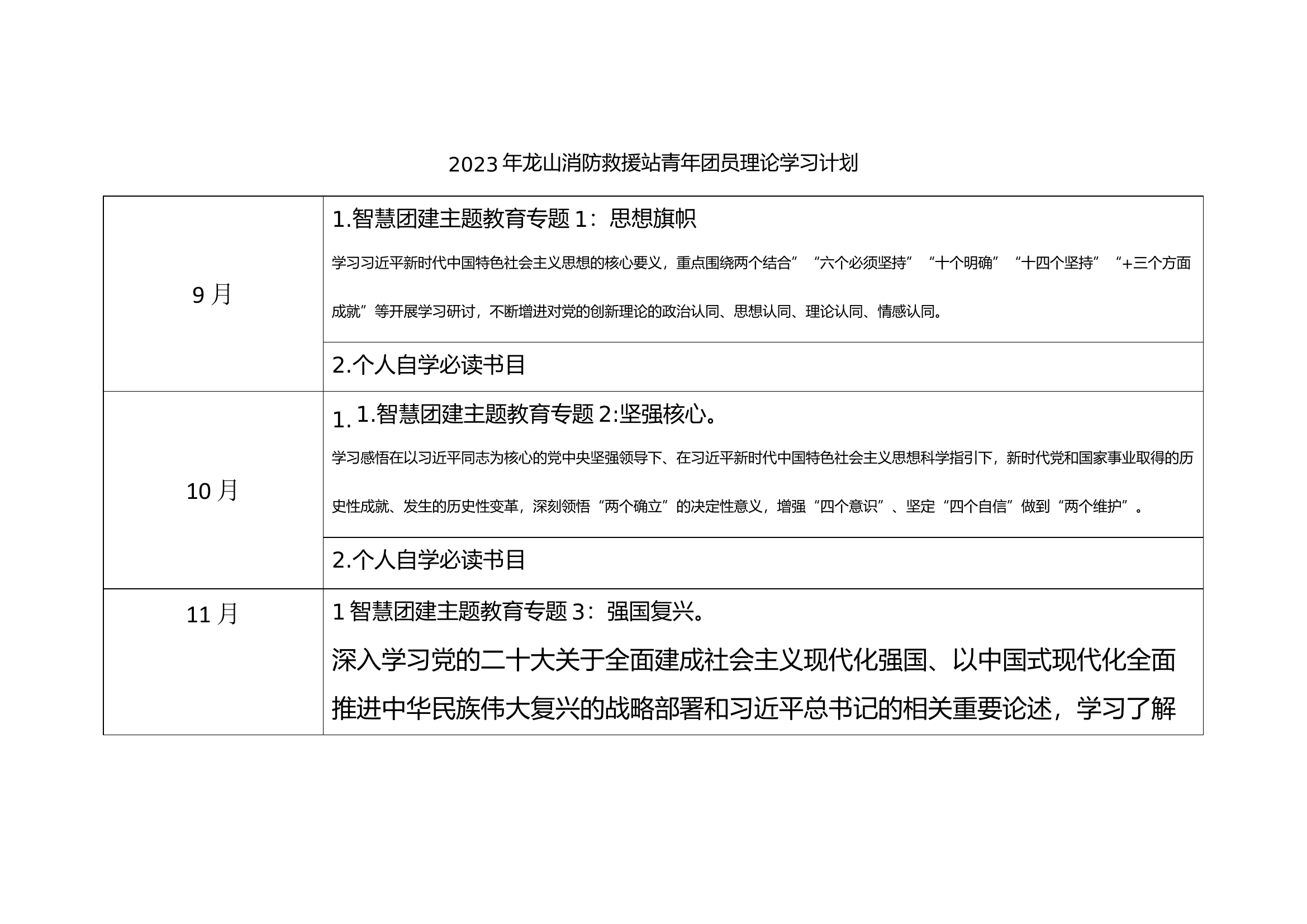 2023年龙山消防救援站青年团员理论学习计划.docx 第1页