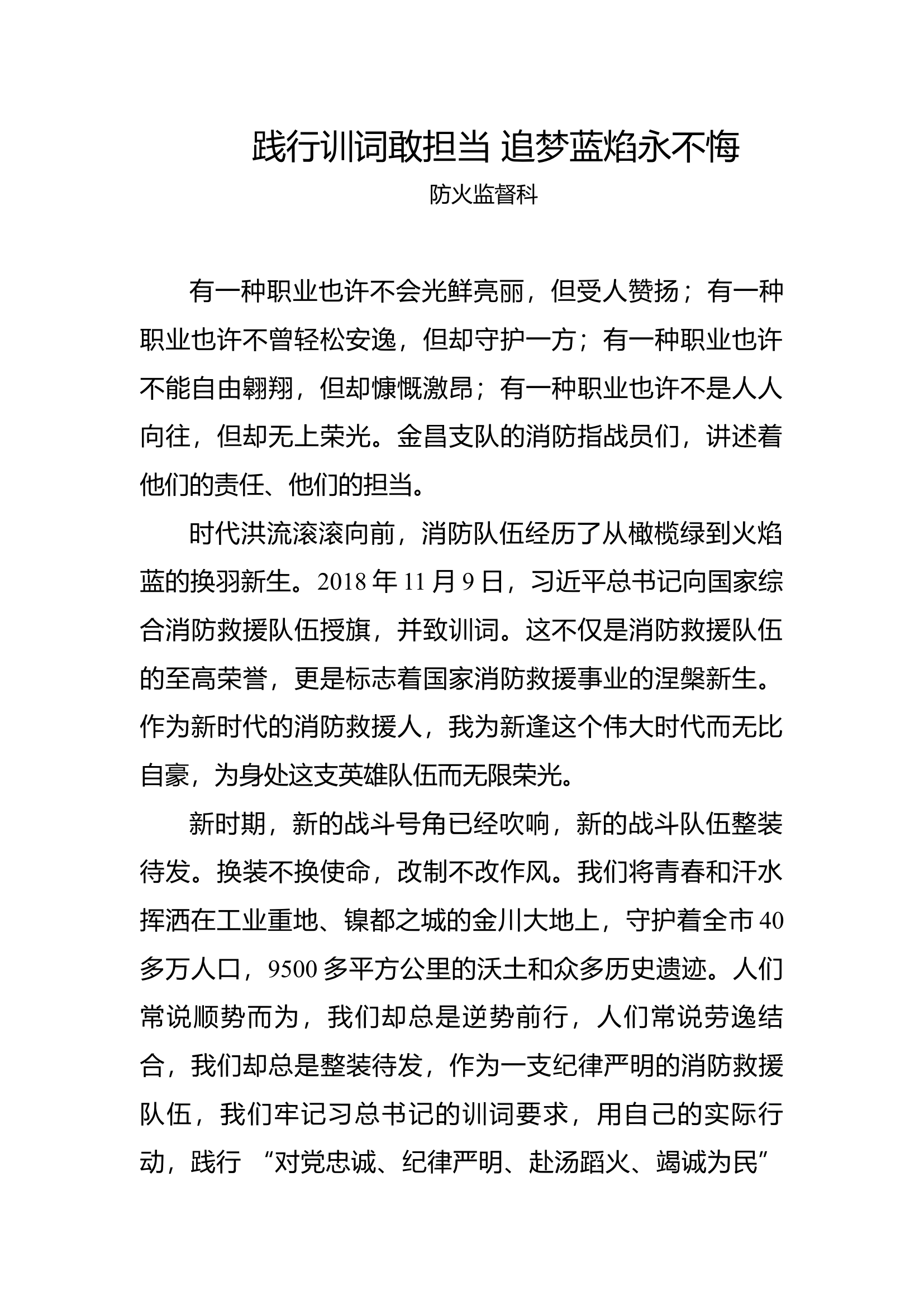 践行训词敢担当 追梦蓝焰永不悔.docx 第1页