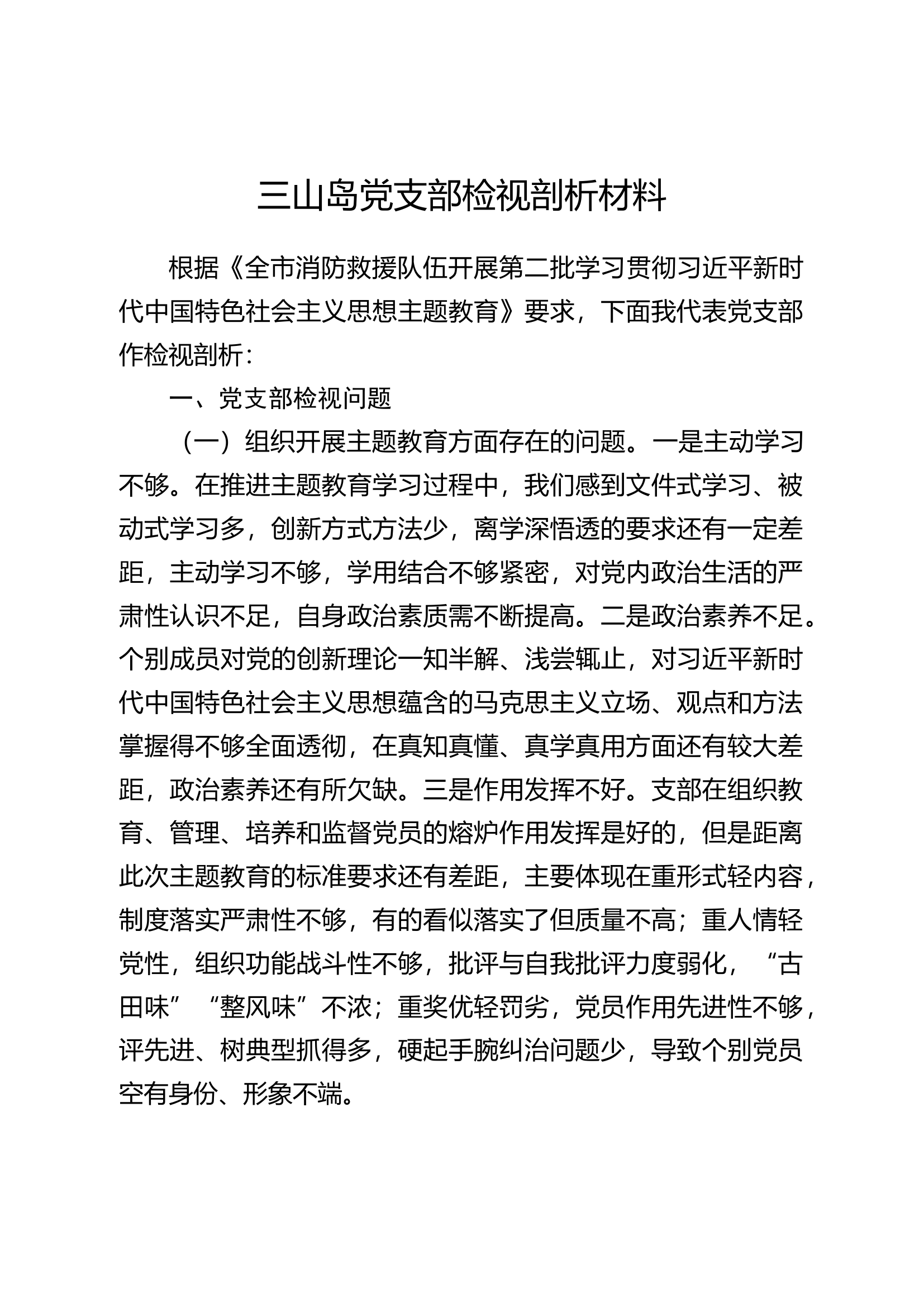 xxx党支部班子及党支部成员主题教育检视材料.docx 第1页