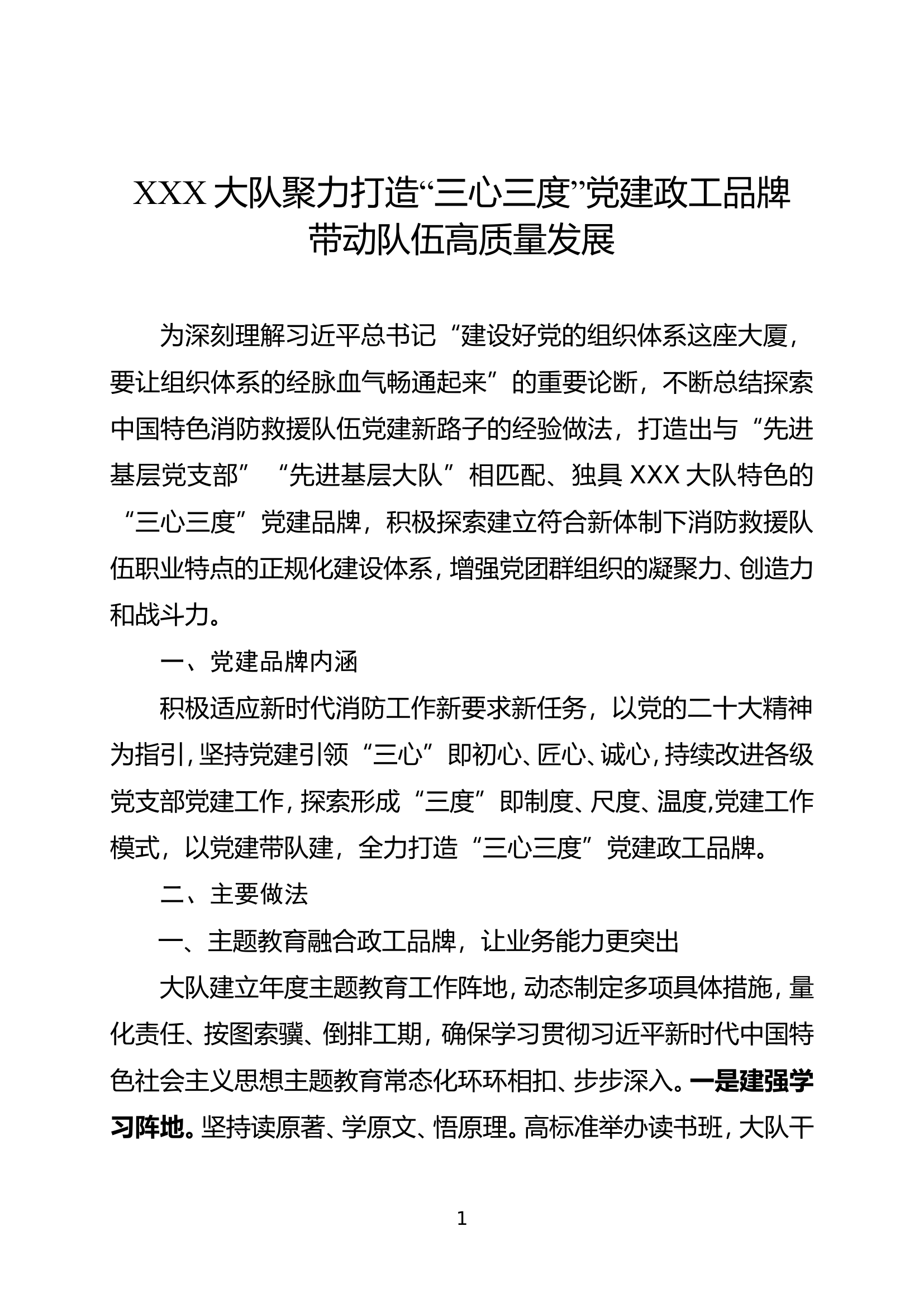 大队聚力打造“三心三度”党建政工品牌带动队伍高质量发展(1) - 副本.doc 第1页