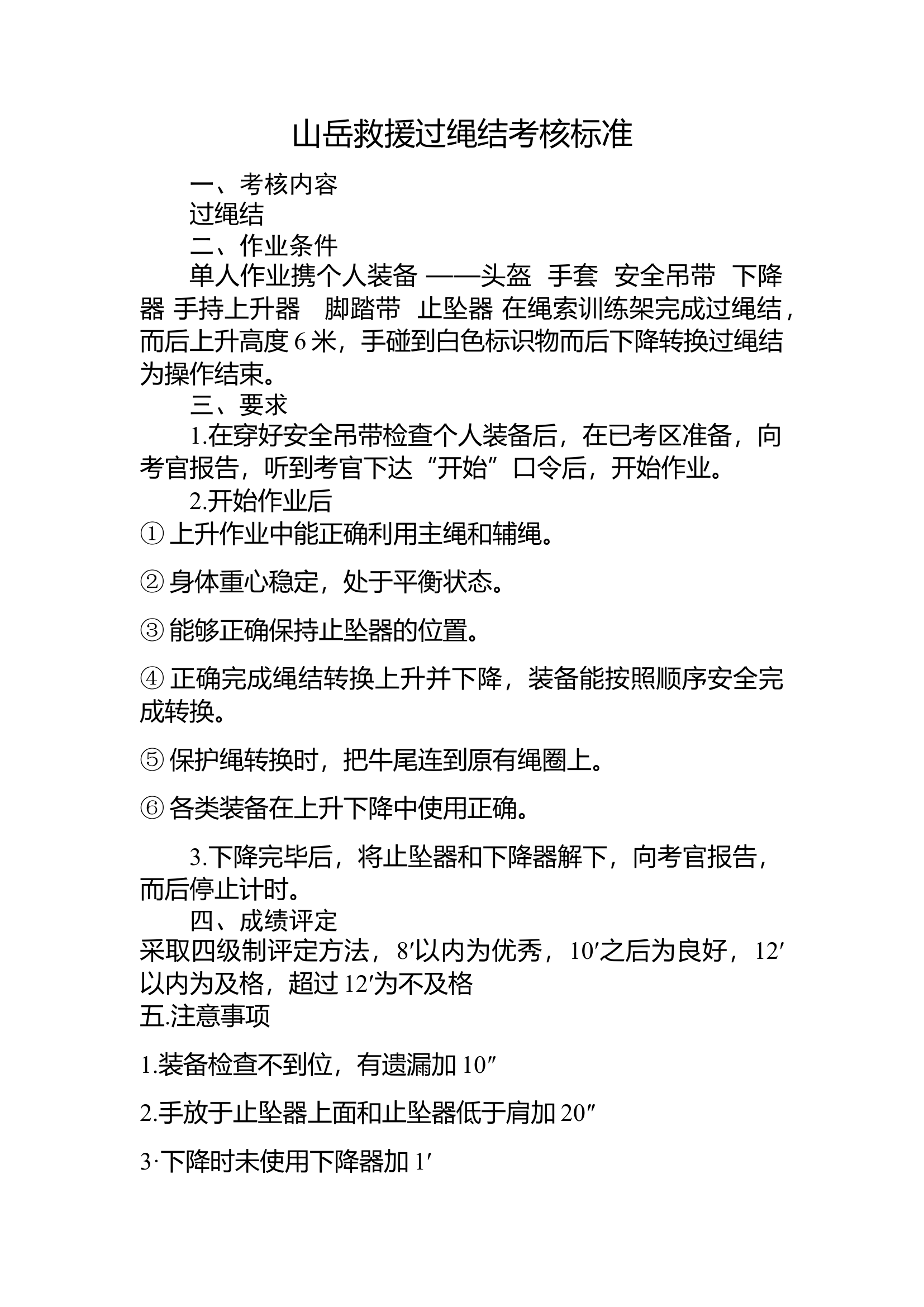 山岳救援过绳结考核细则.docx 第1页