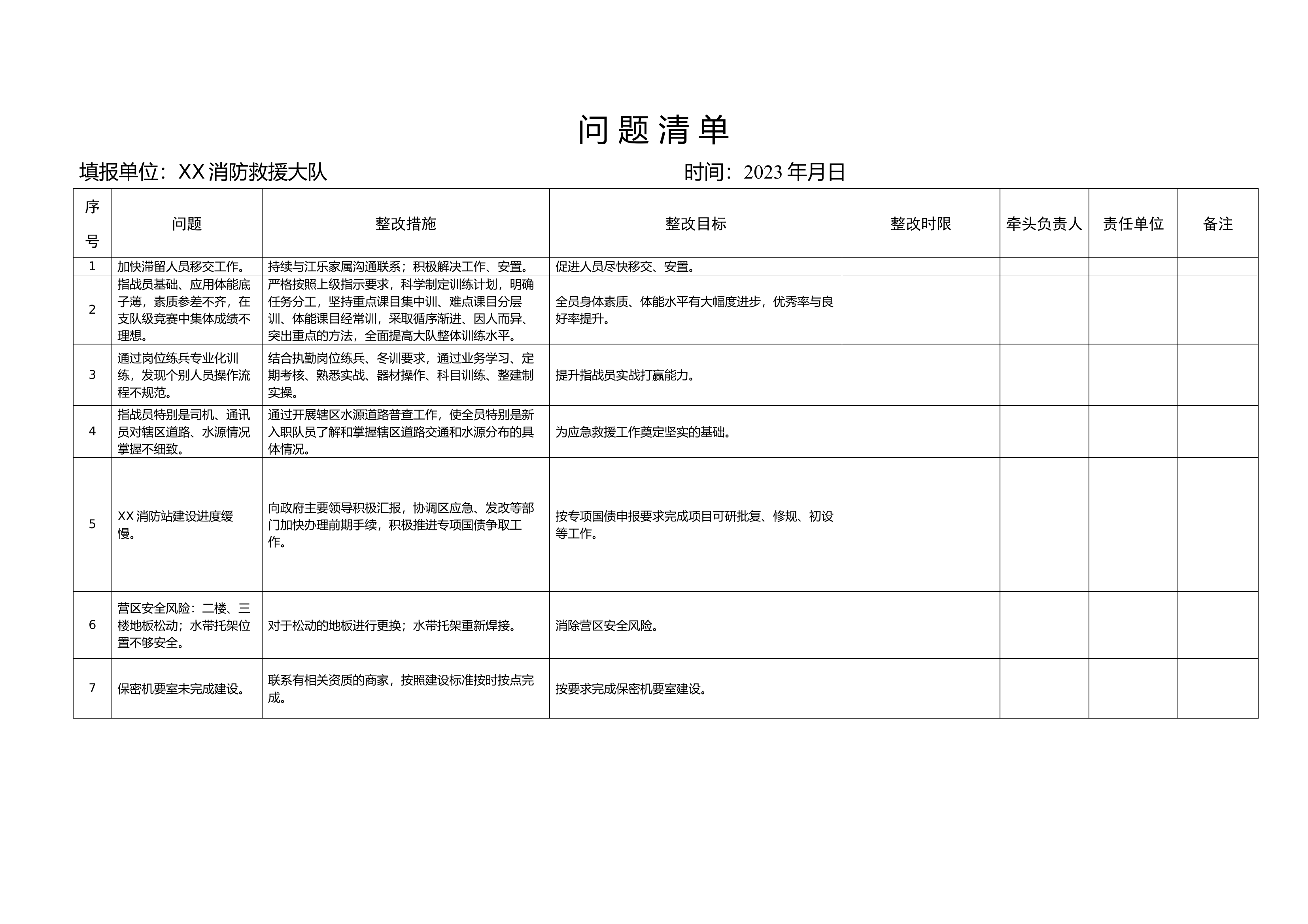 XX大队问题清单 - 副本.docx 第1页