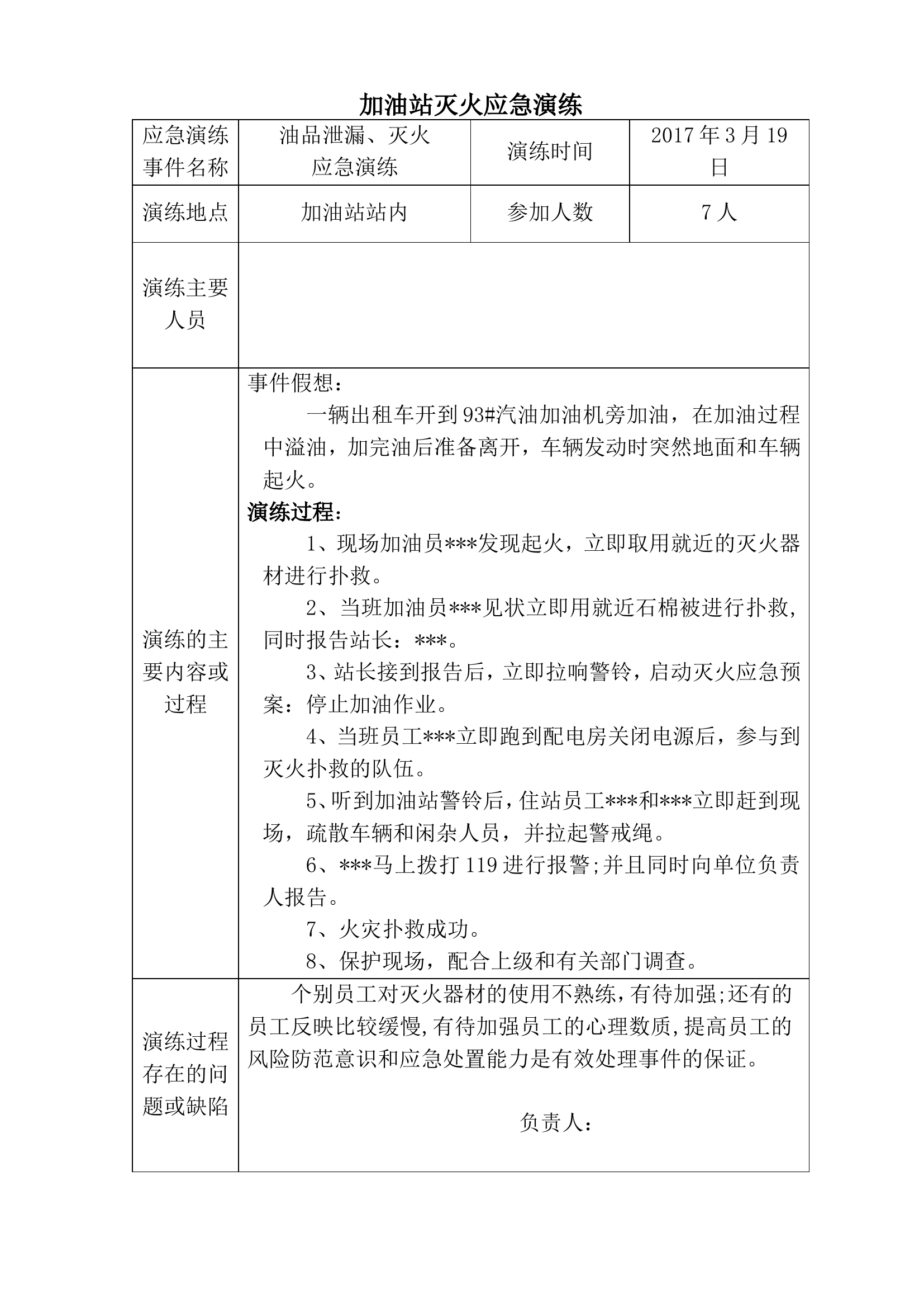 加油站油品泄漏、灭火应急预案演练记录.doc 第1页