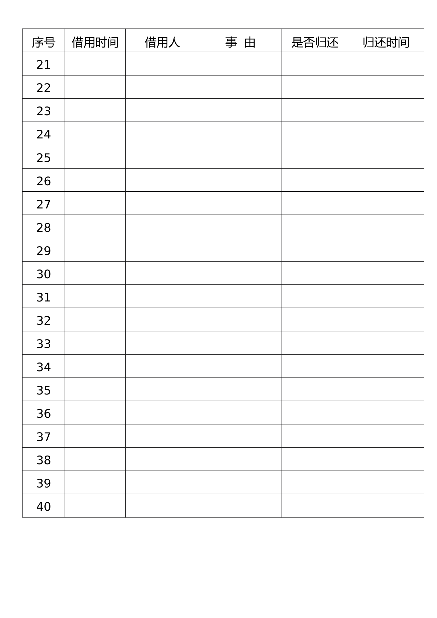 公章借用登记表 第2页