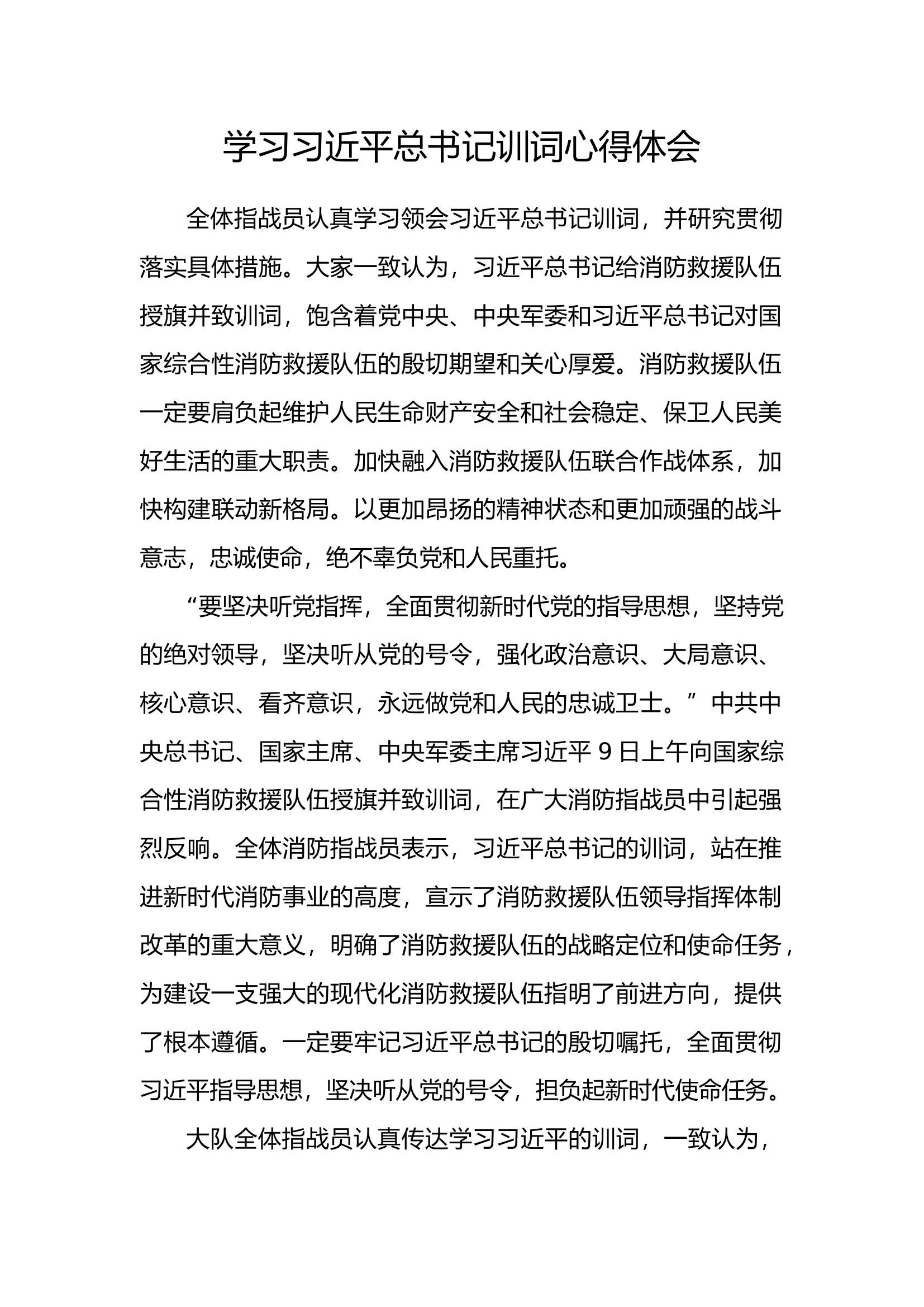 学习习主席训词精神心得体会.docx 第1页