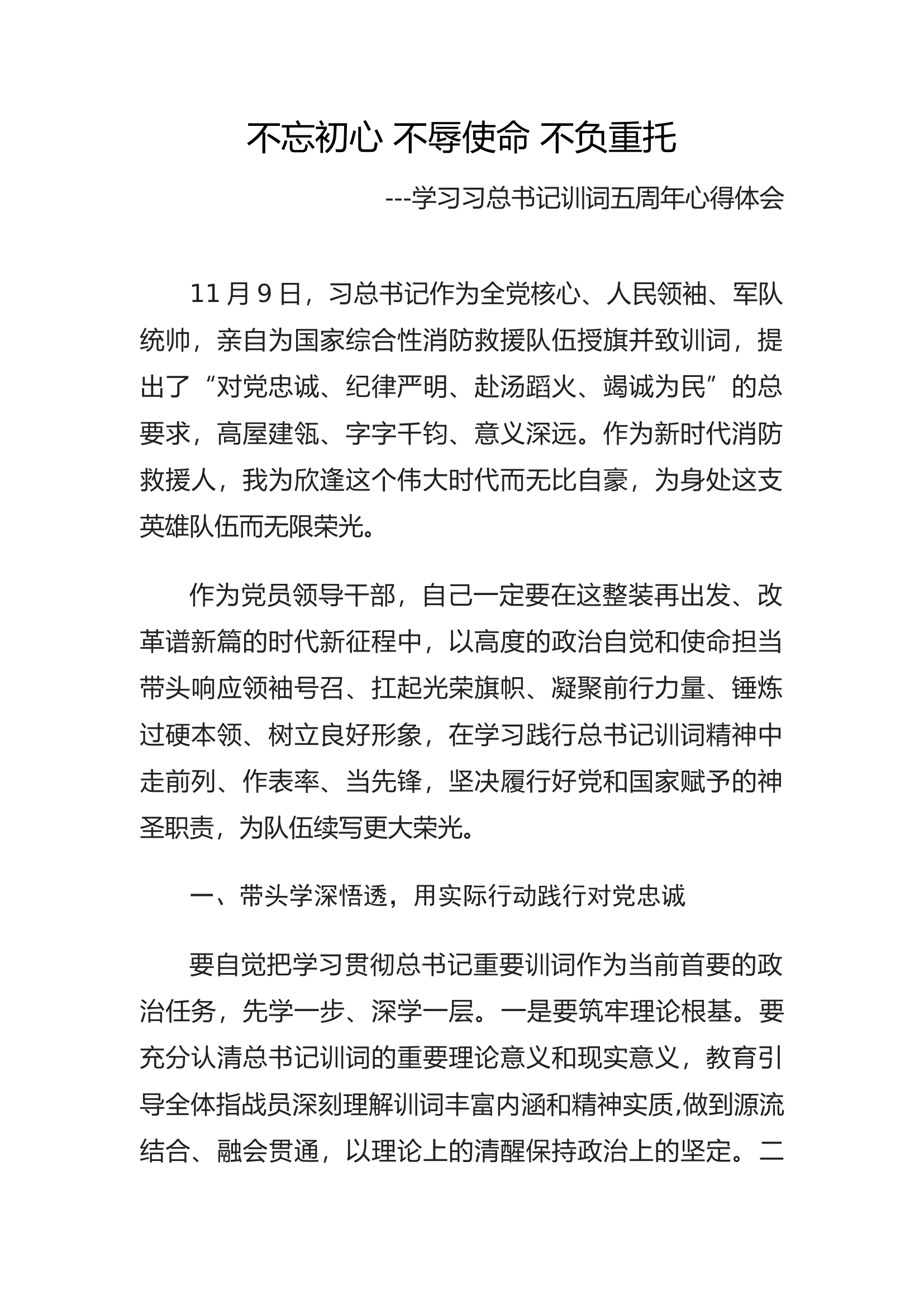 不忘初心 不辱使命 不负重托.docx 第1页