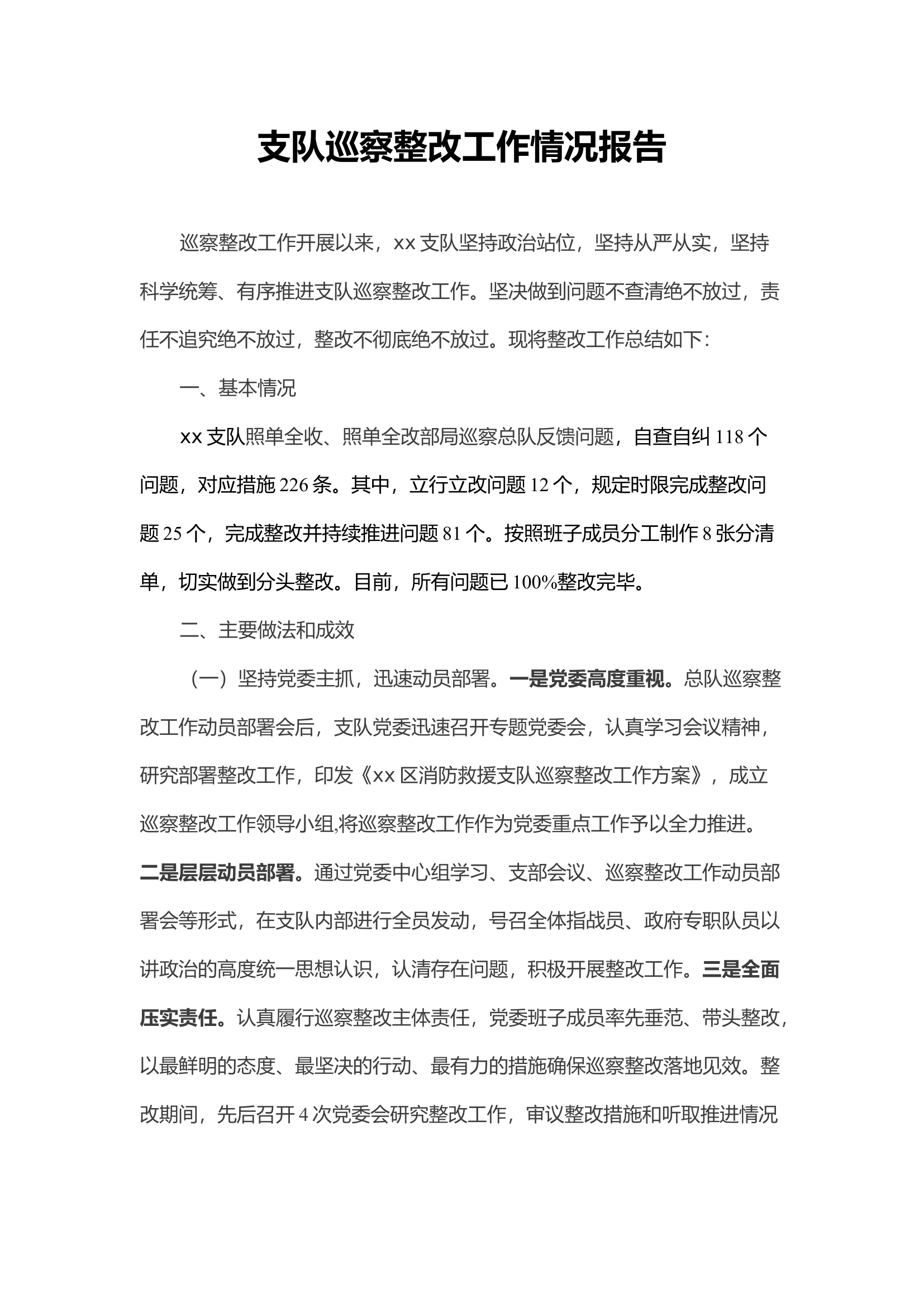 支队巡察整改工作情况报告.docx 第1页
