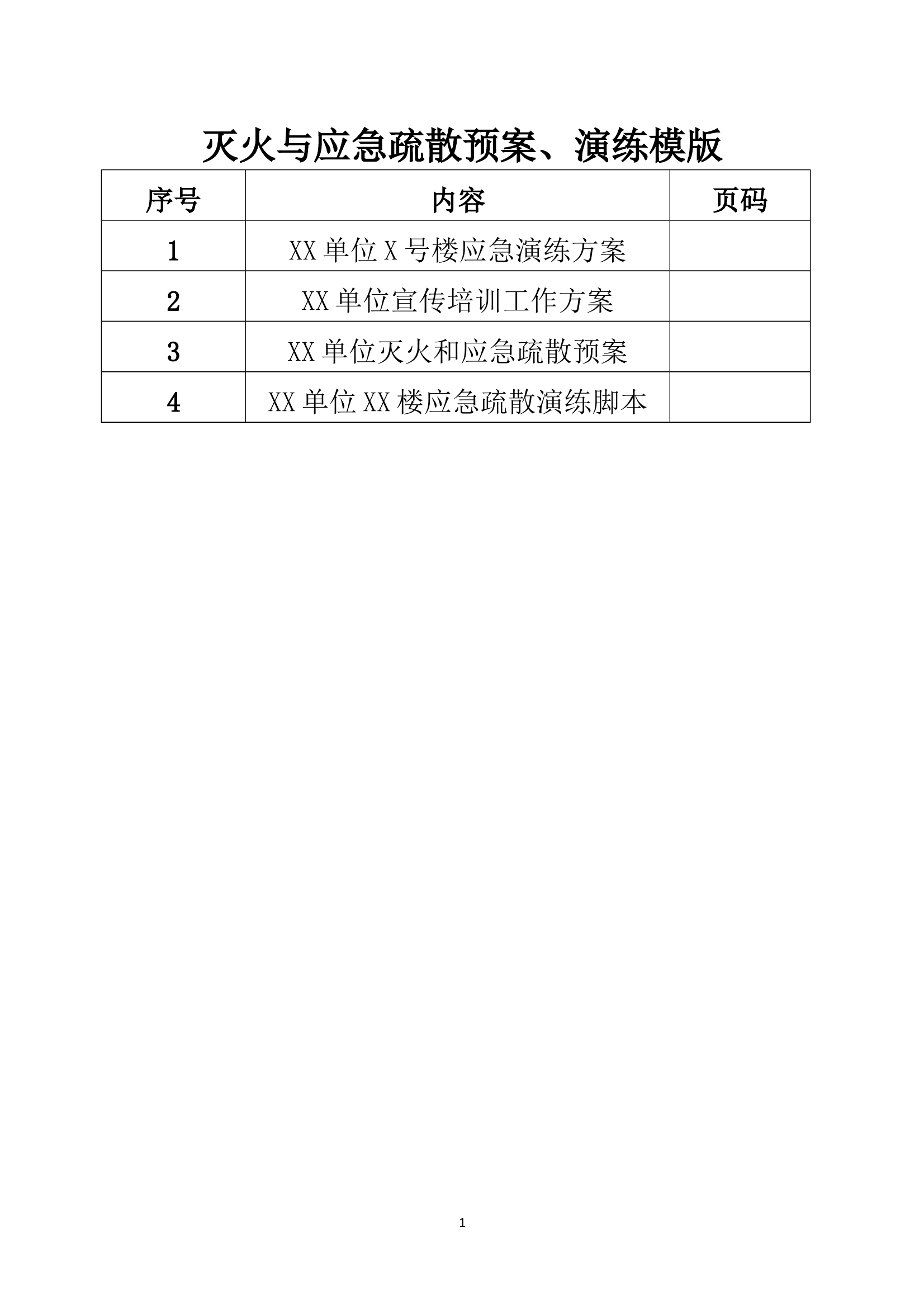 灭火与应急疏散预案、演练模版 第1页