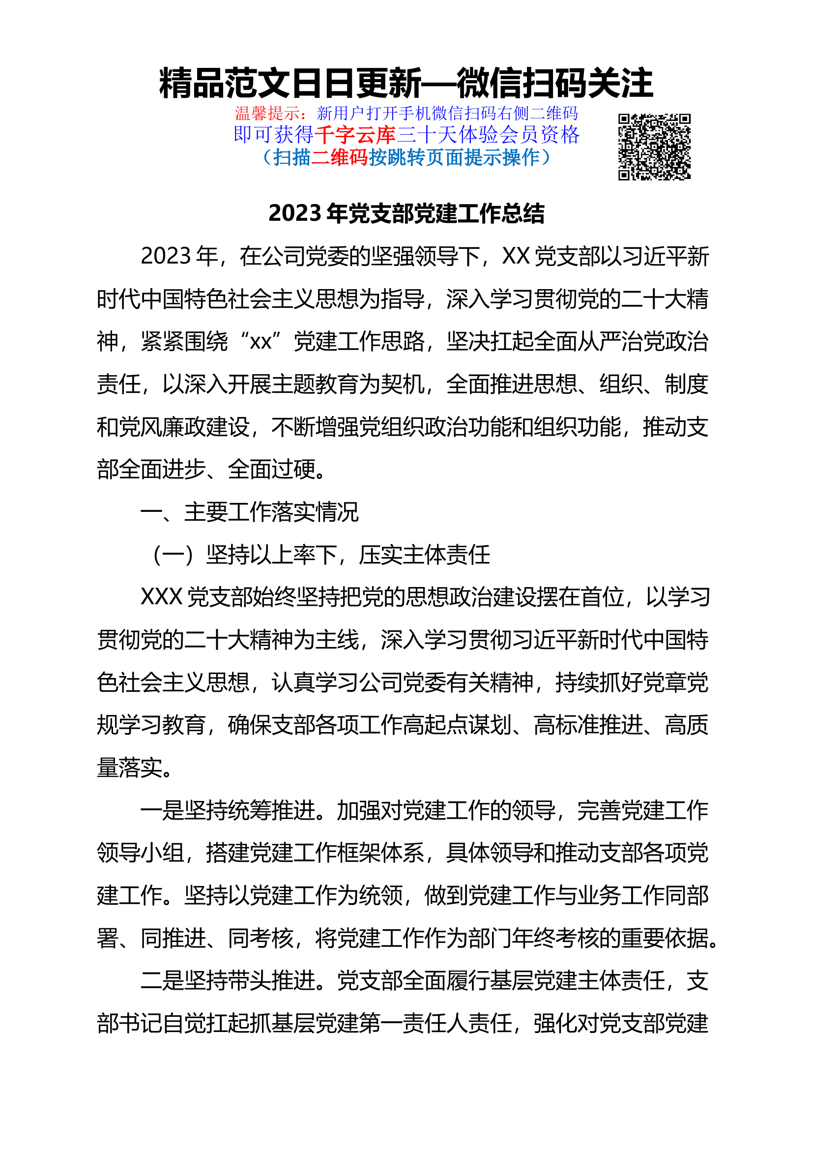 2023年党支部党建工作总结(1).docx 第1页