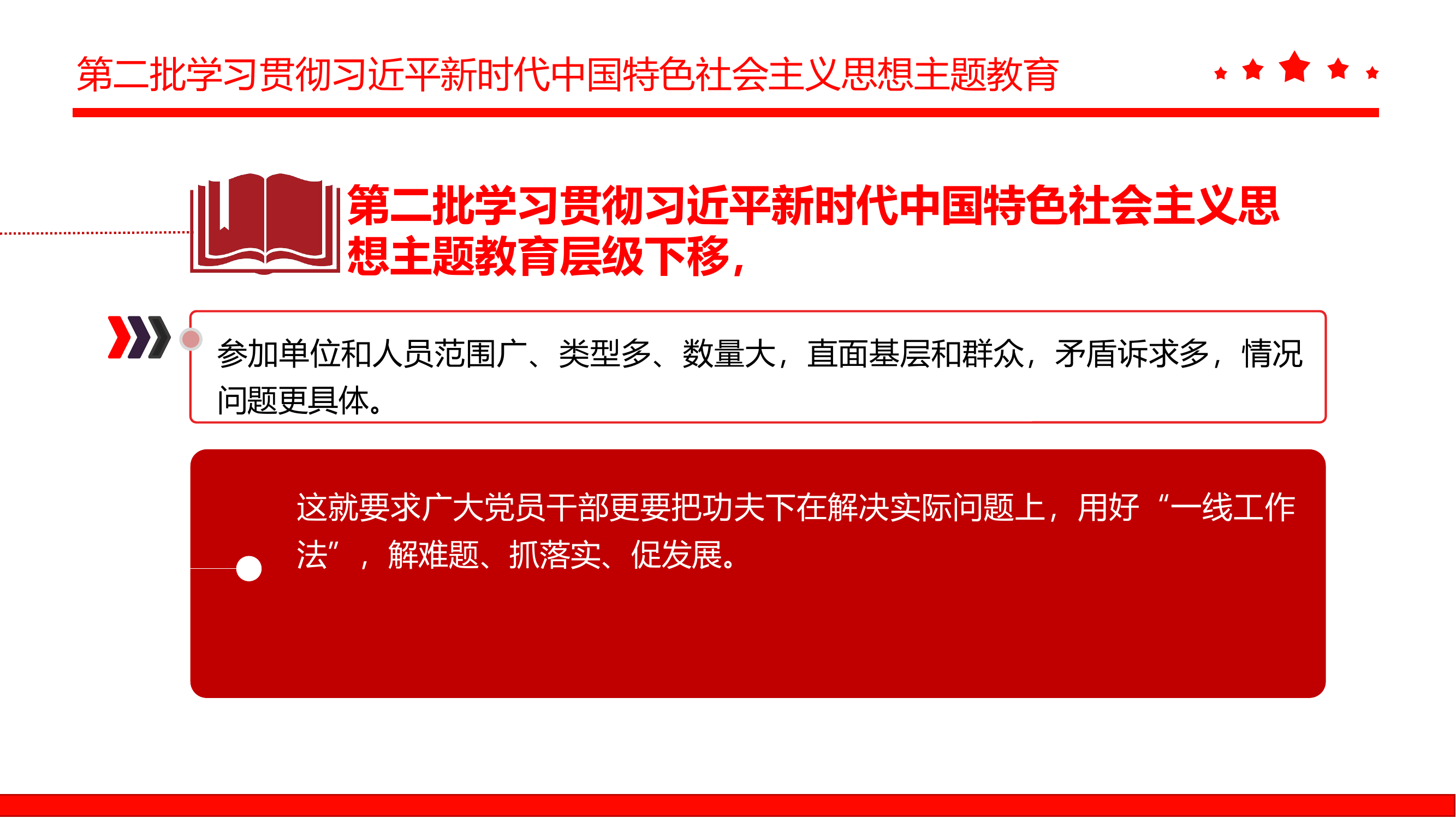 精品：党课：深化主题教育必须用好一线工作法第二批学习贯彻新时代中国特色社会主义思想主题教育党课.pptx 第2页