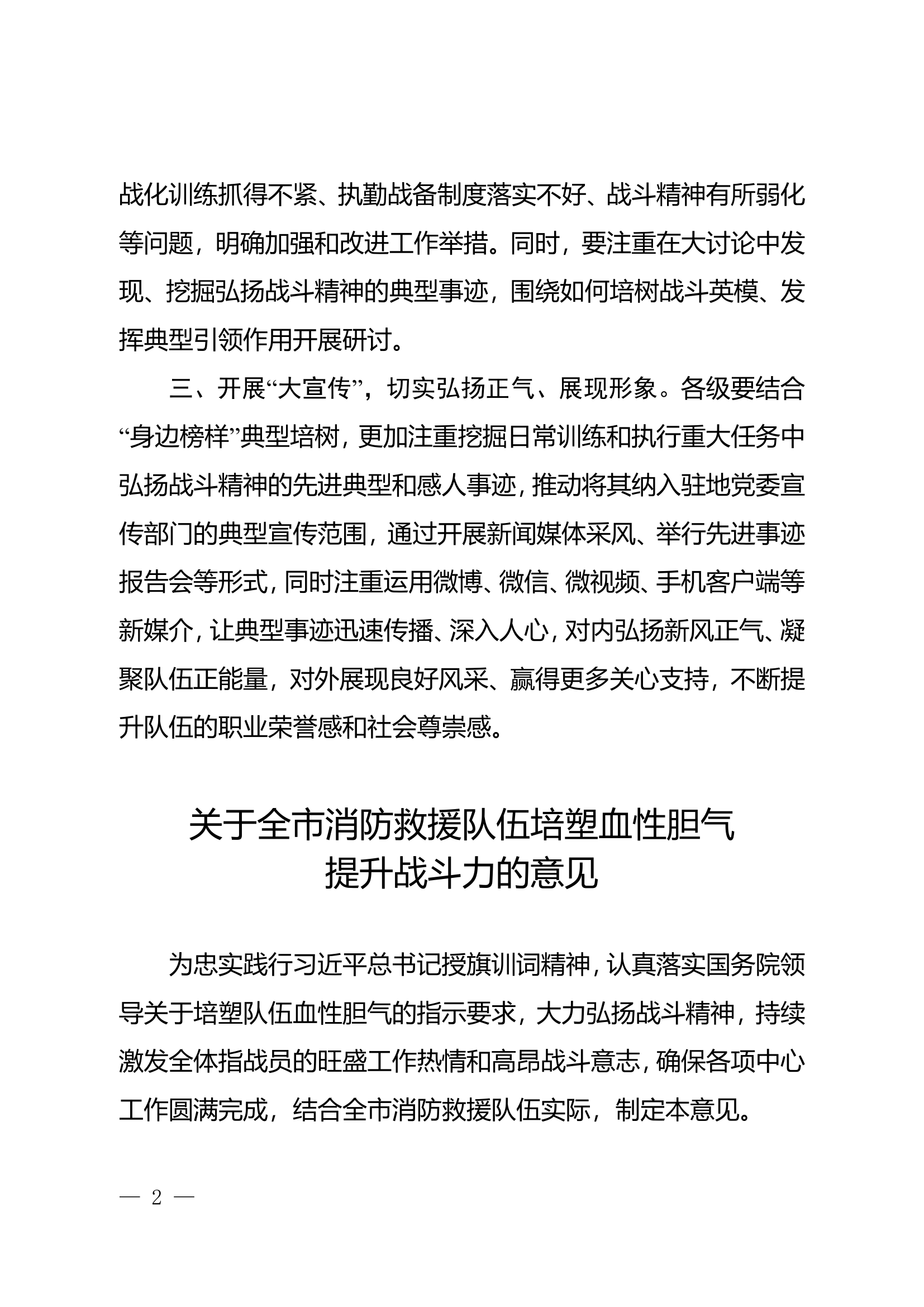 全市消防救援队伍培塑血性胆气提升战斗力的意见.doc 第2页