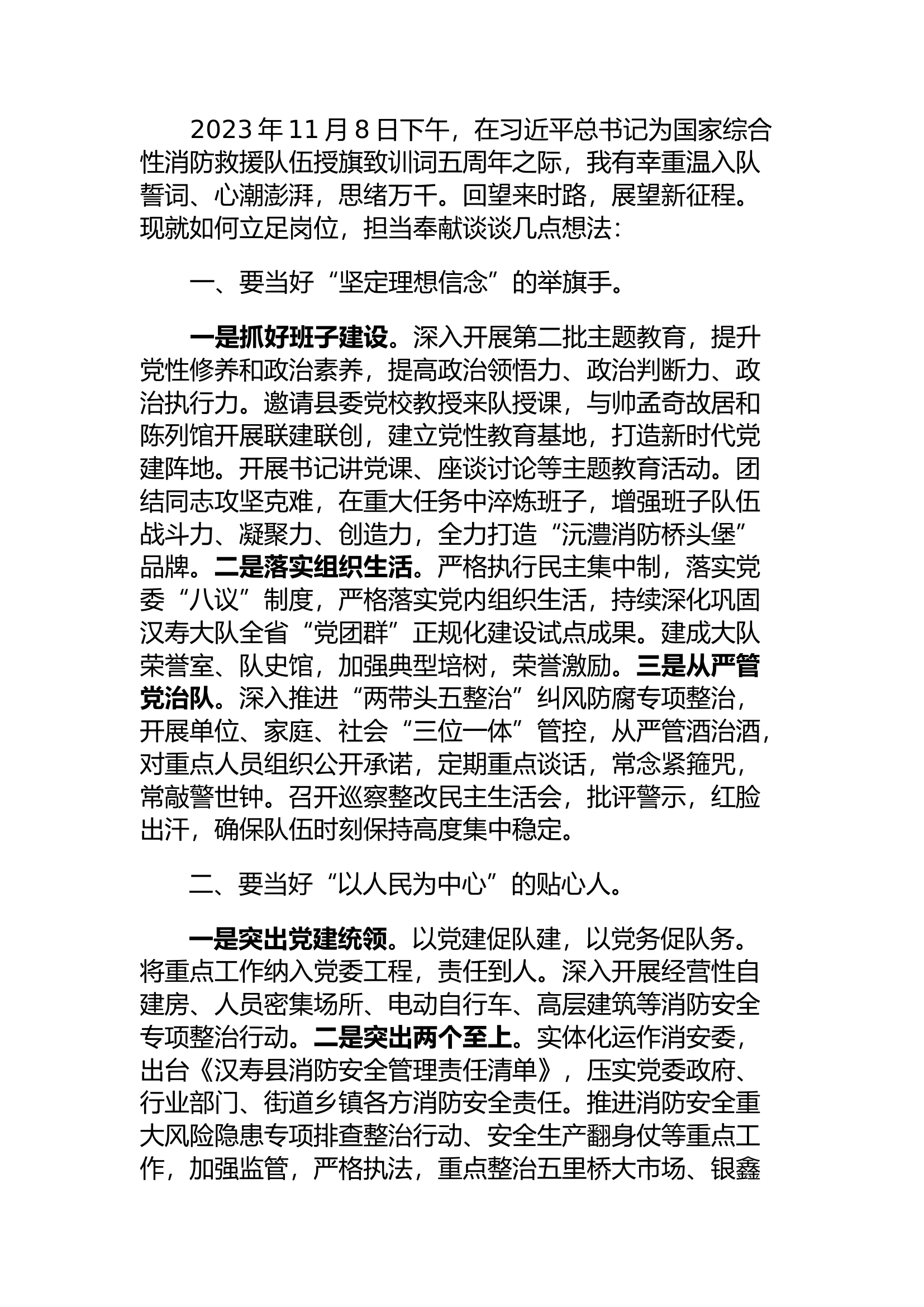 精品：h立足岗位 担当奉献 努力推动汉寿消防事业跨越式新发展.docx 第1页