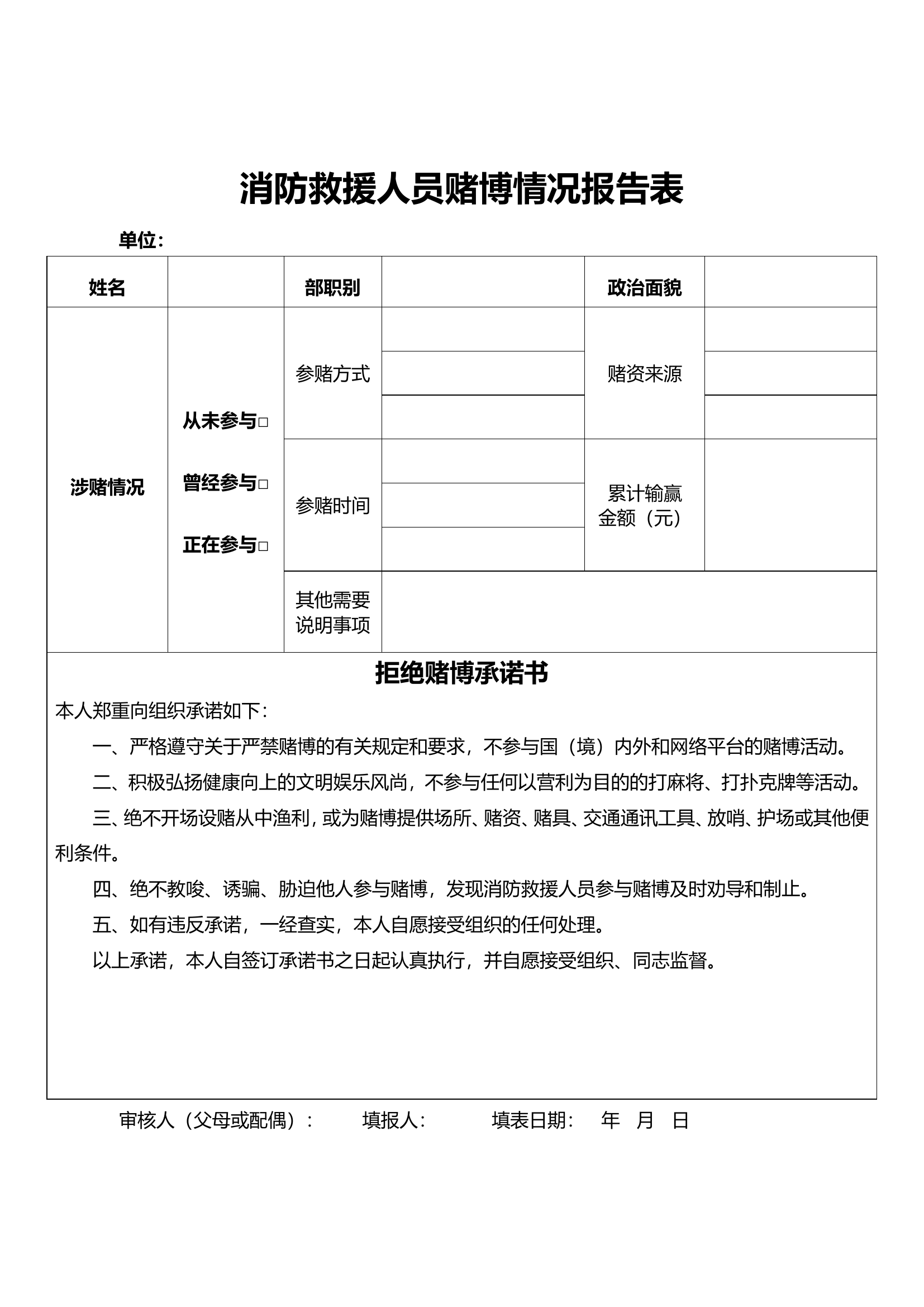 消防救援人员赌博情况报告表.doc 第1页