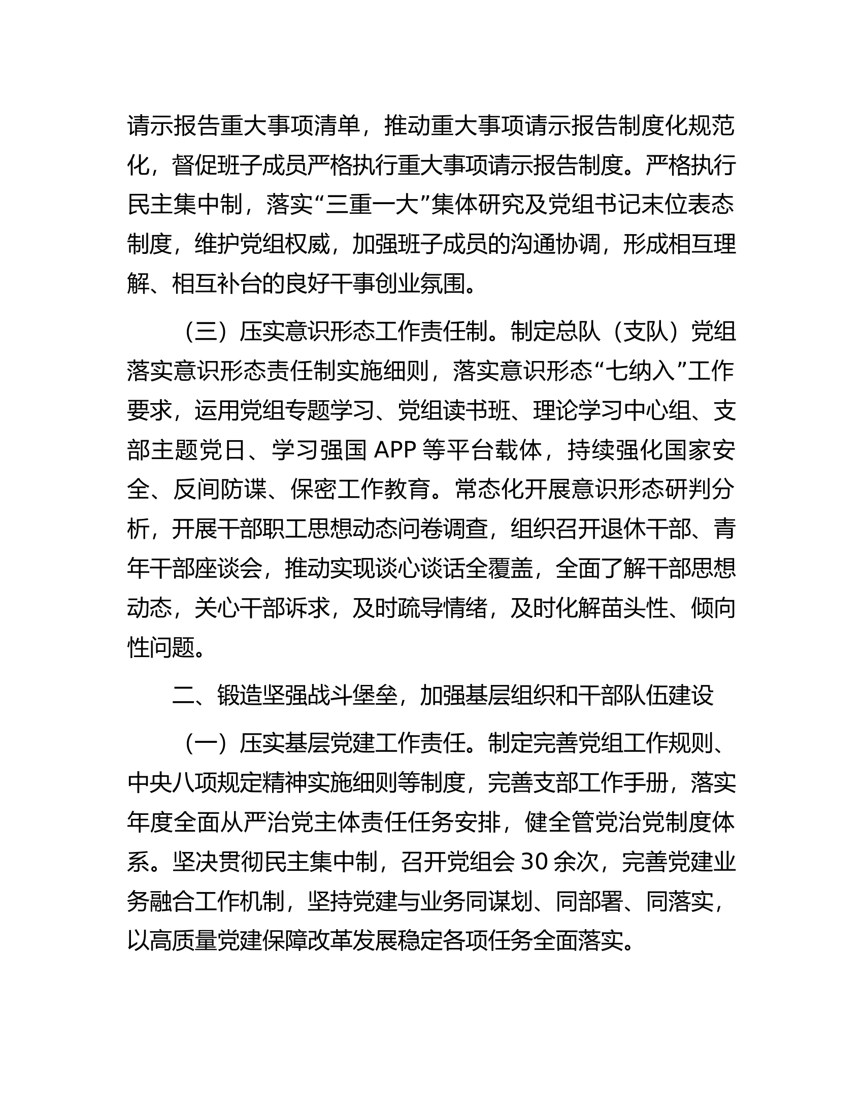 某总队（支队）推进全面从严治党工作情况的报告..........docx 第2页