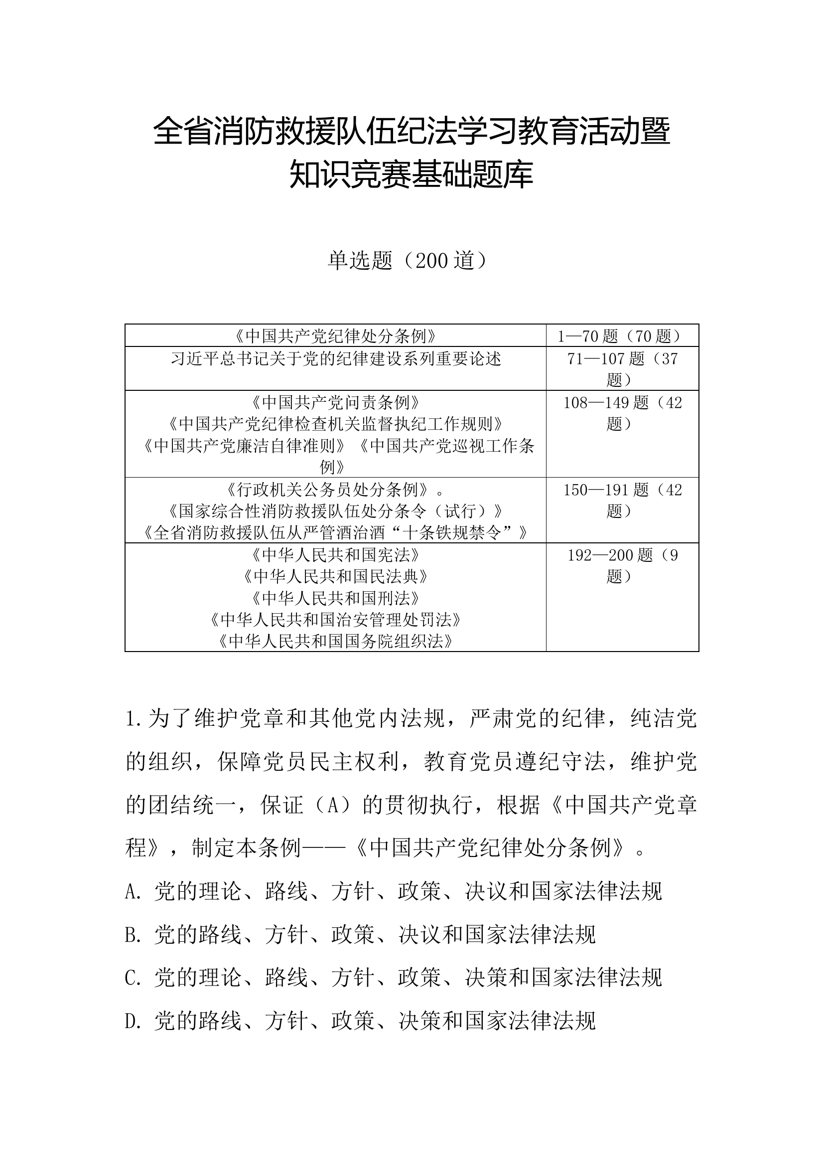 全省消防救援队伍纪法知识竞赛考试题库.docx 第1页