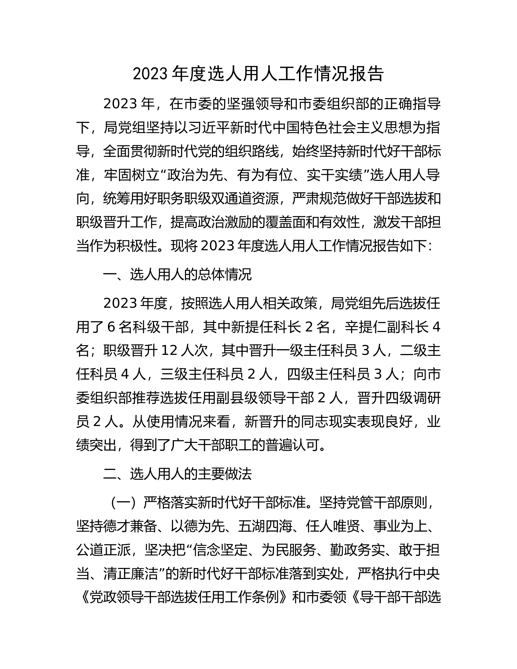 2023年度选人用人工作情况报告..........docx 第1页