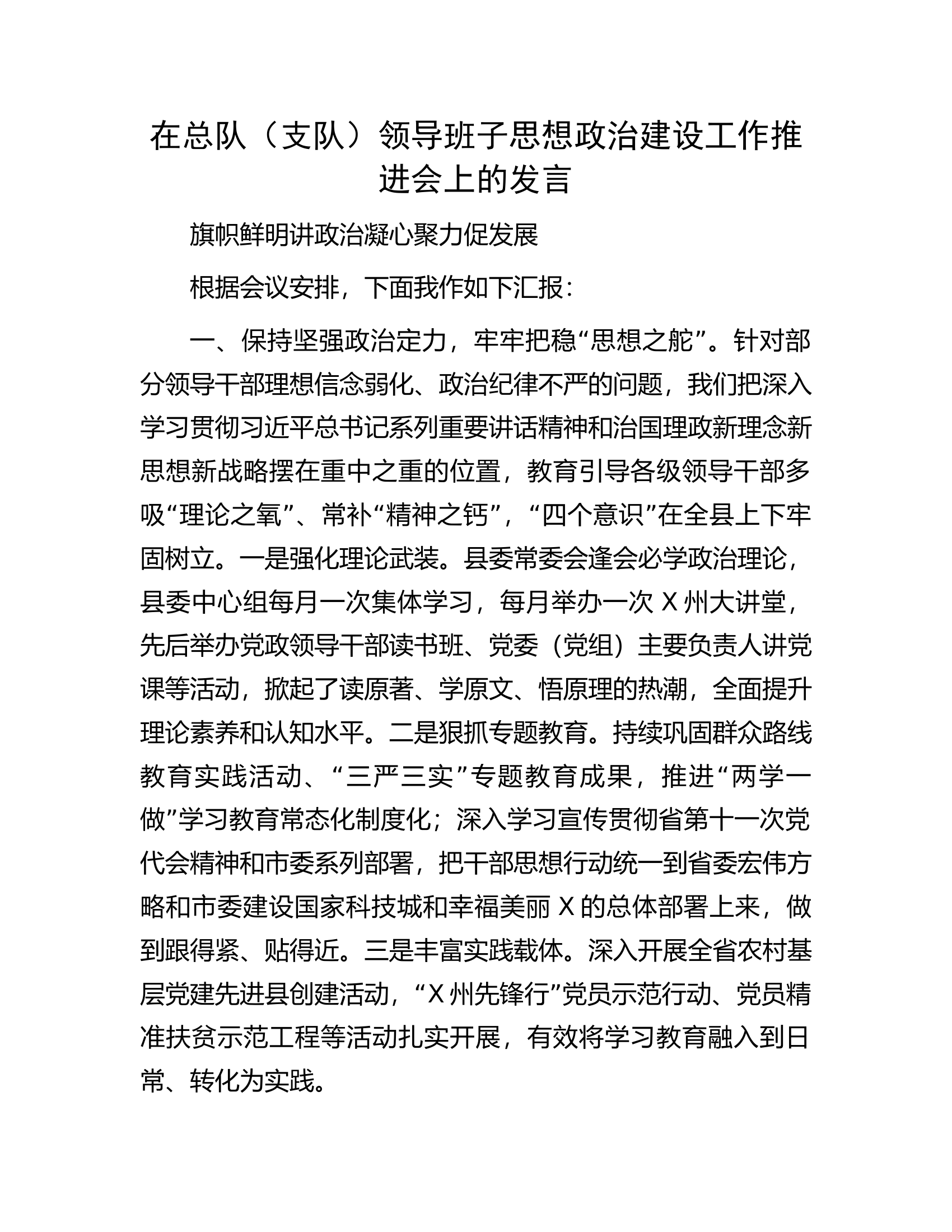 在总队（支队）领导班子思想政治建设工作推进会上的发言.docx 第1页
