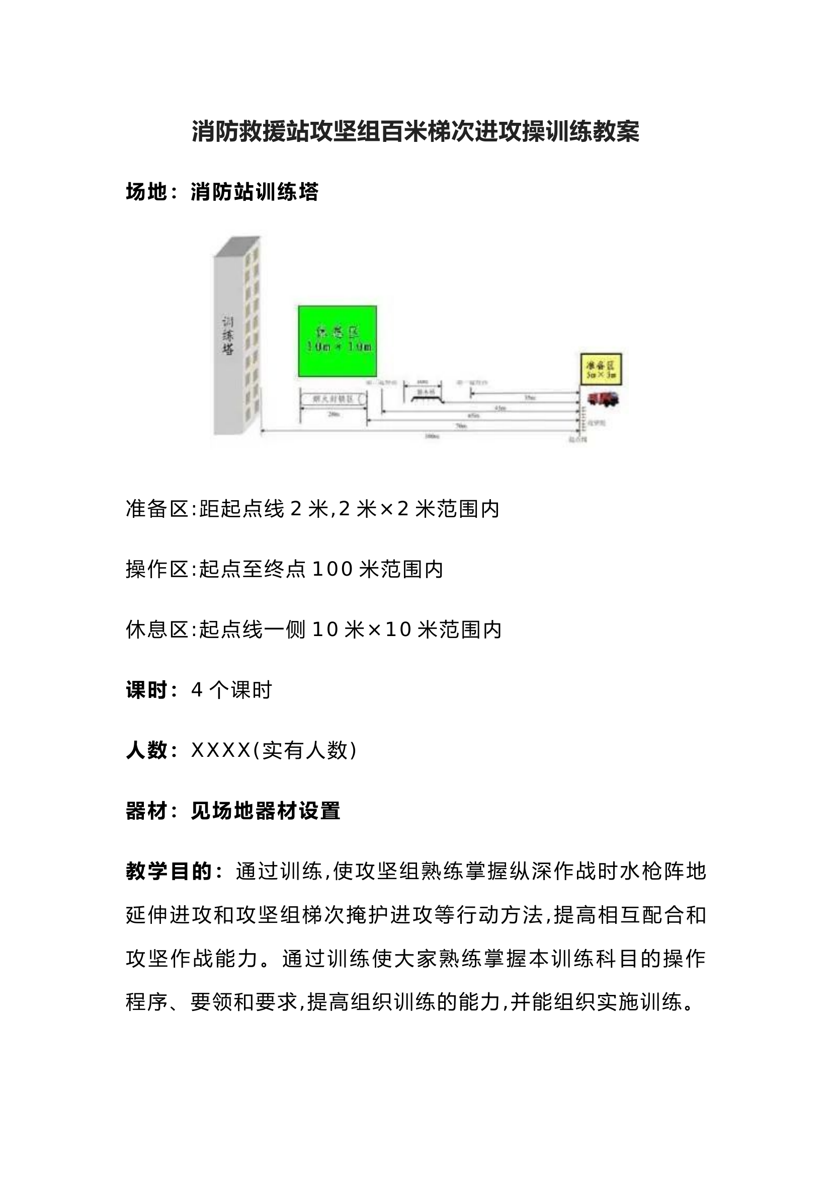 消防救援站攻坚小组百米梯次进攻操训练教案.docx 第1页