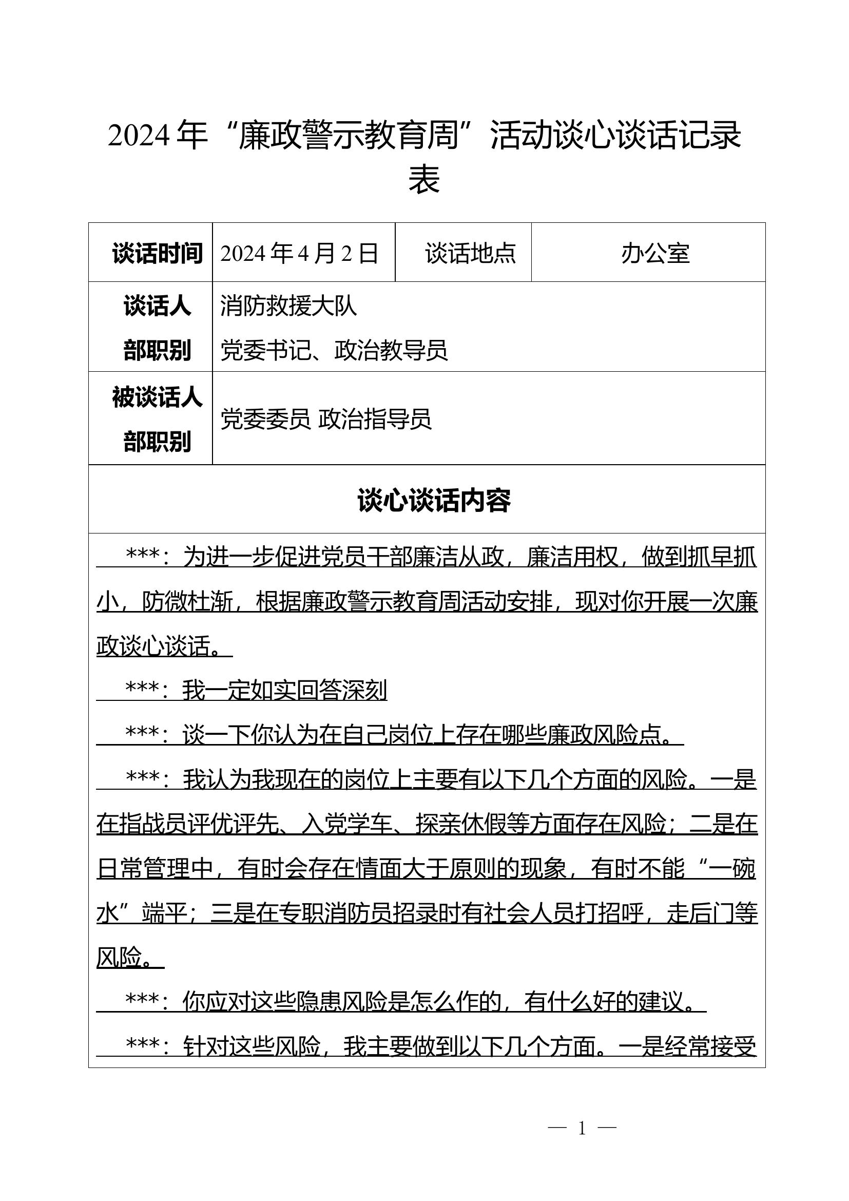 2024年“廉政警示教育周”活动谈心谈话记录表.docx 第1页