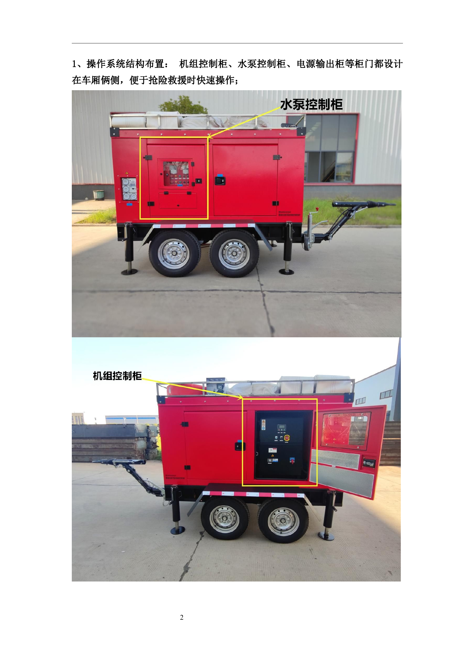 排涝拖车参数（双轴底盘）（型号：XJY-YDSPS）.docx 第2页