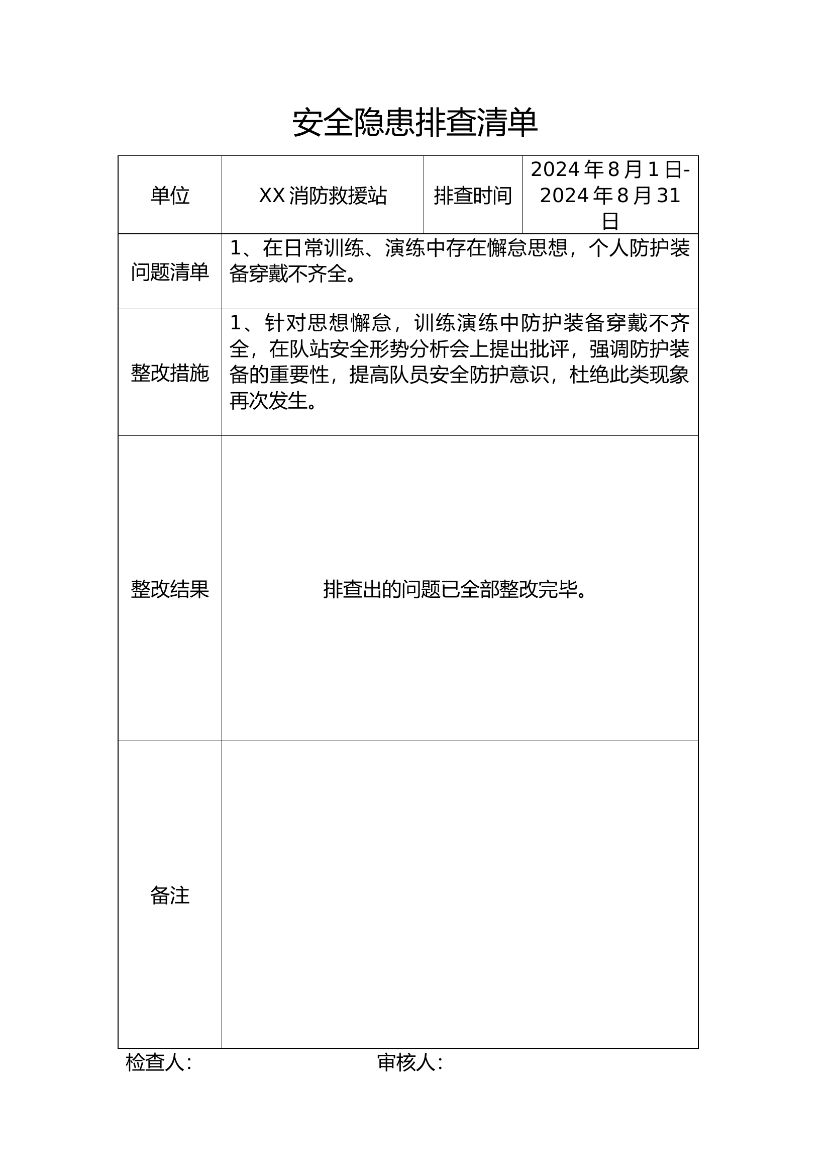 XX消防站安全隐患排查清单.docx 第2页