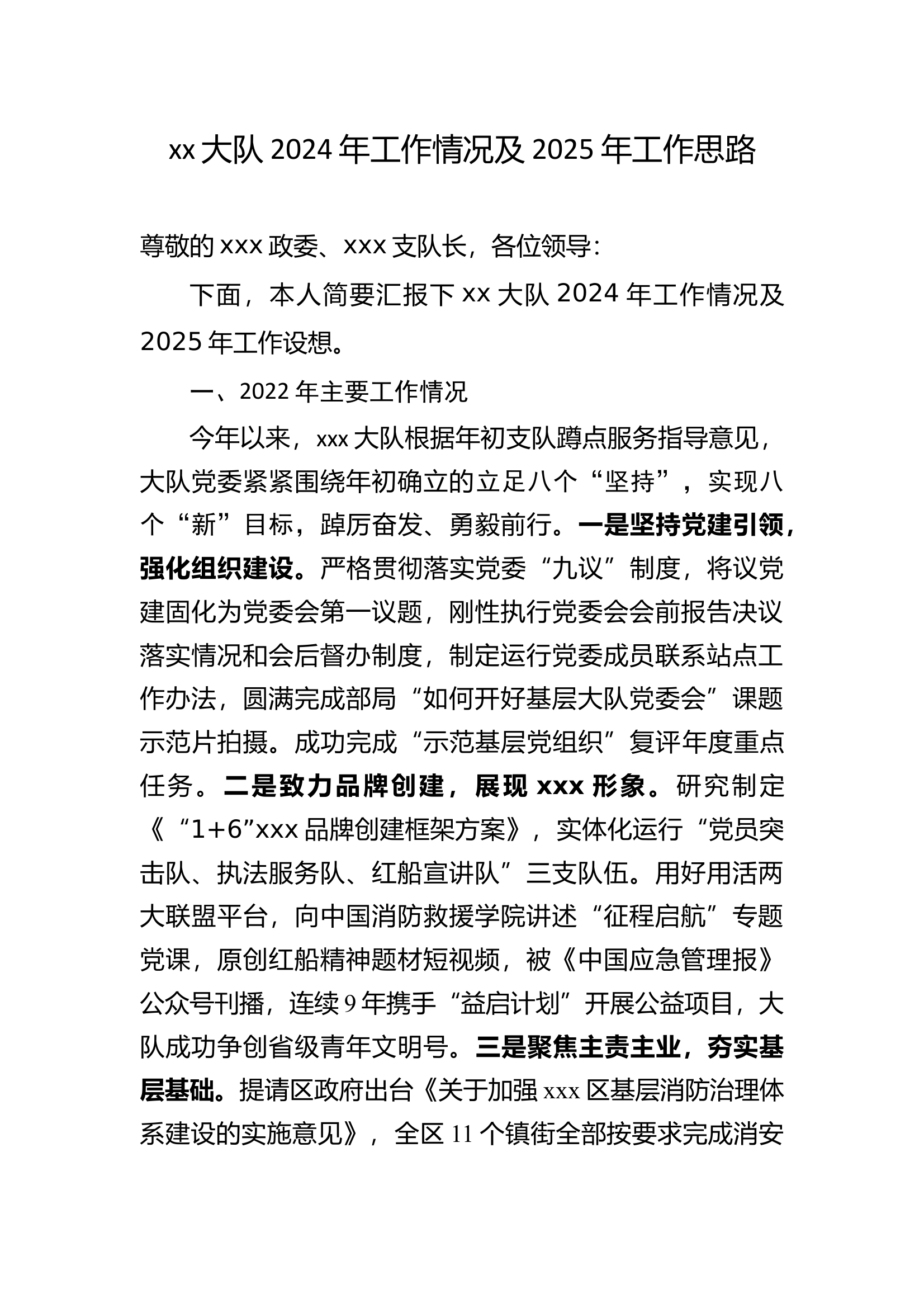 大队2024年工作情况及2025年工作思路 第1页
