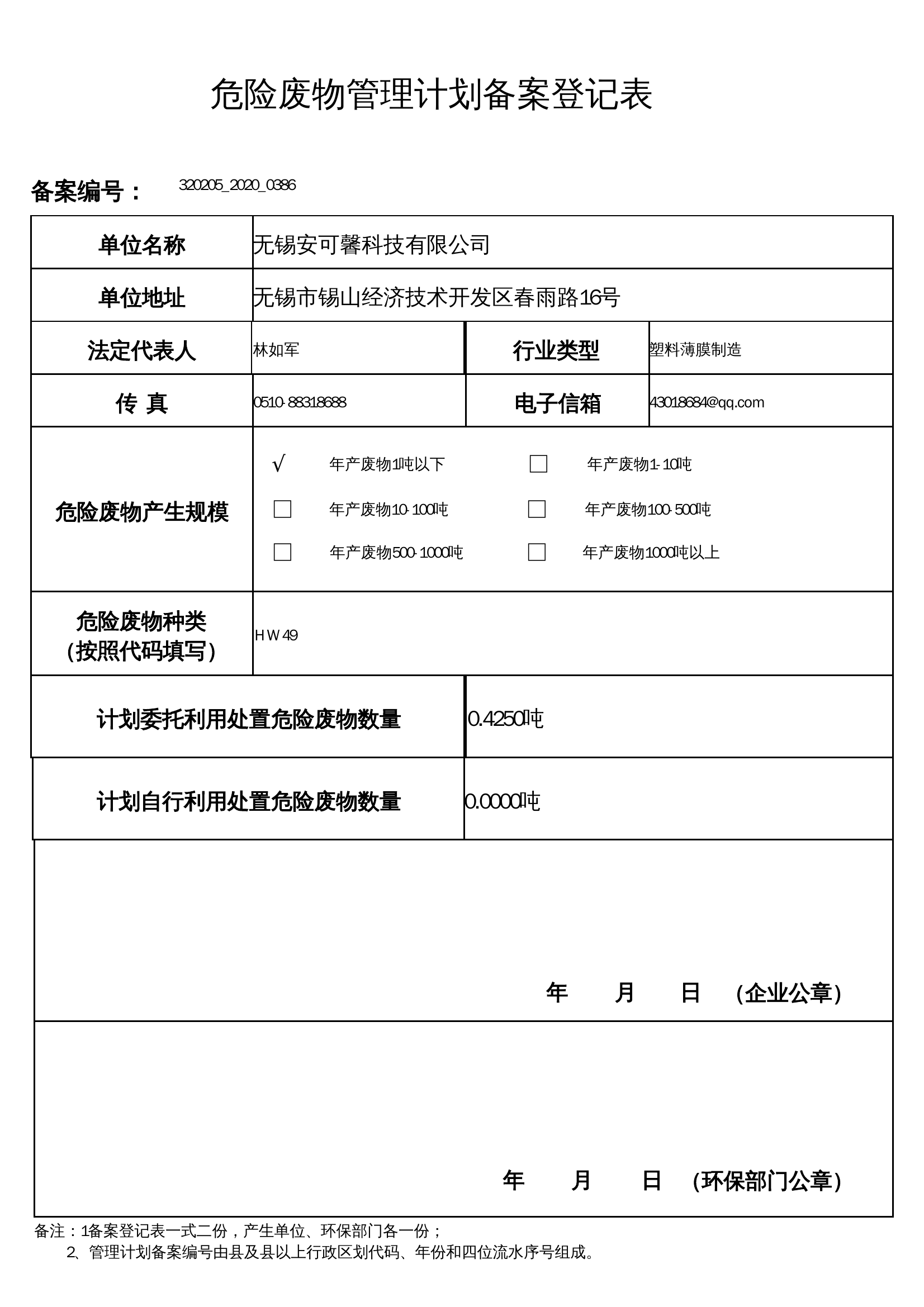 危险废物管理计划备案登记表.pdf 第1页