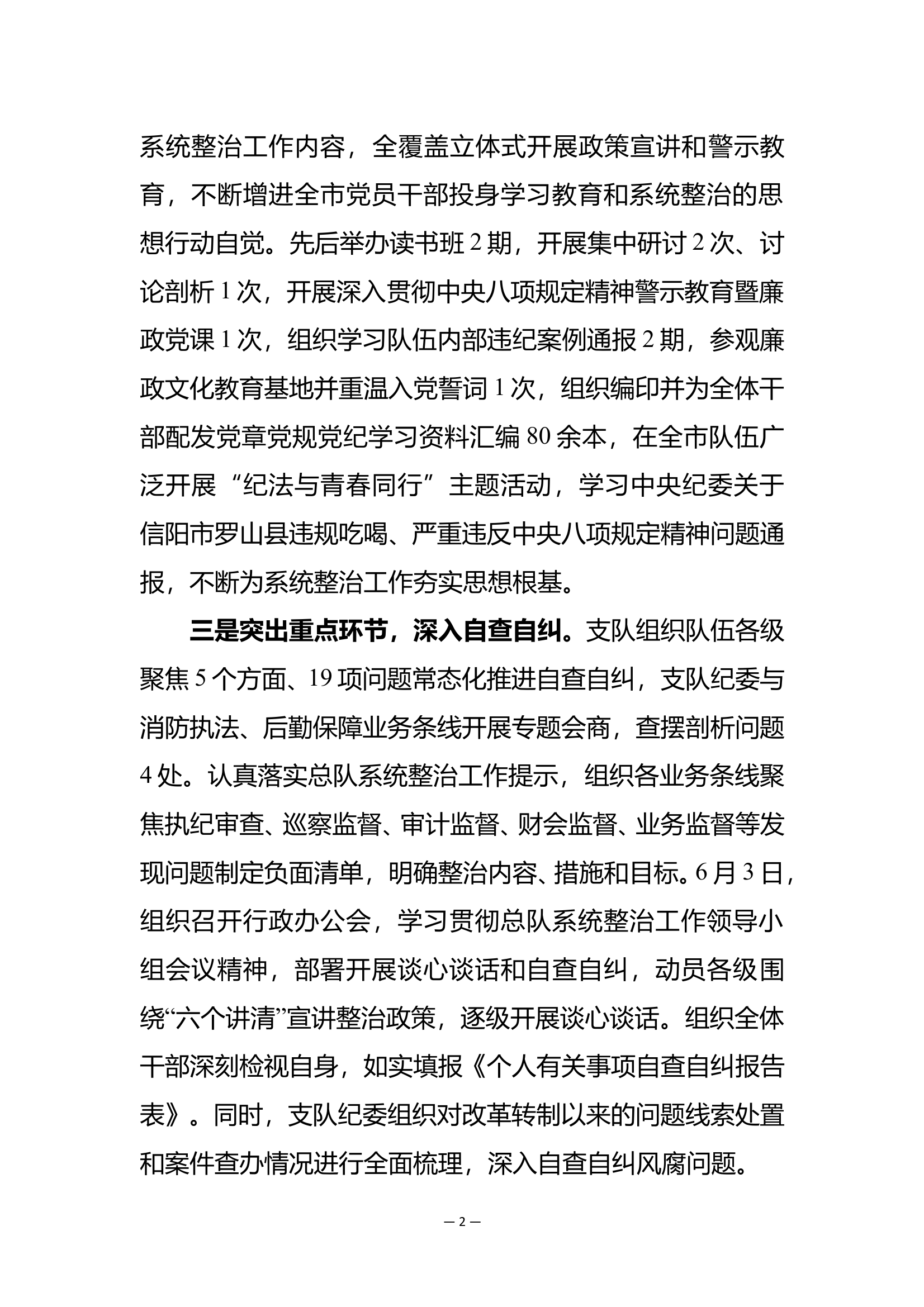 支队系统整治汇报材料 第2页