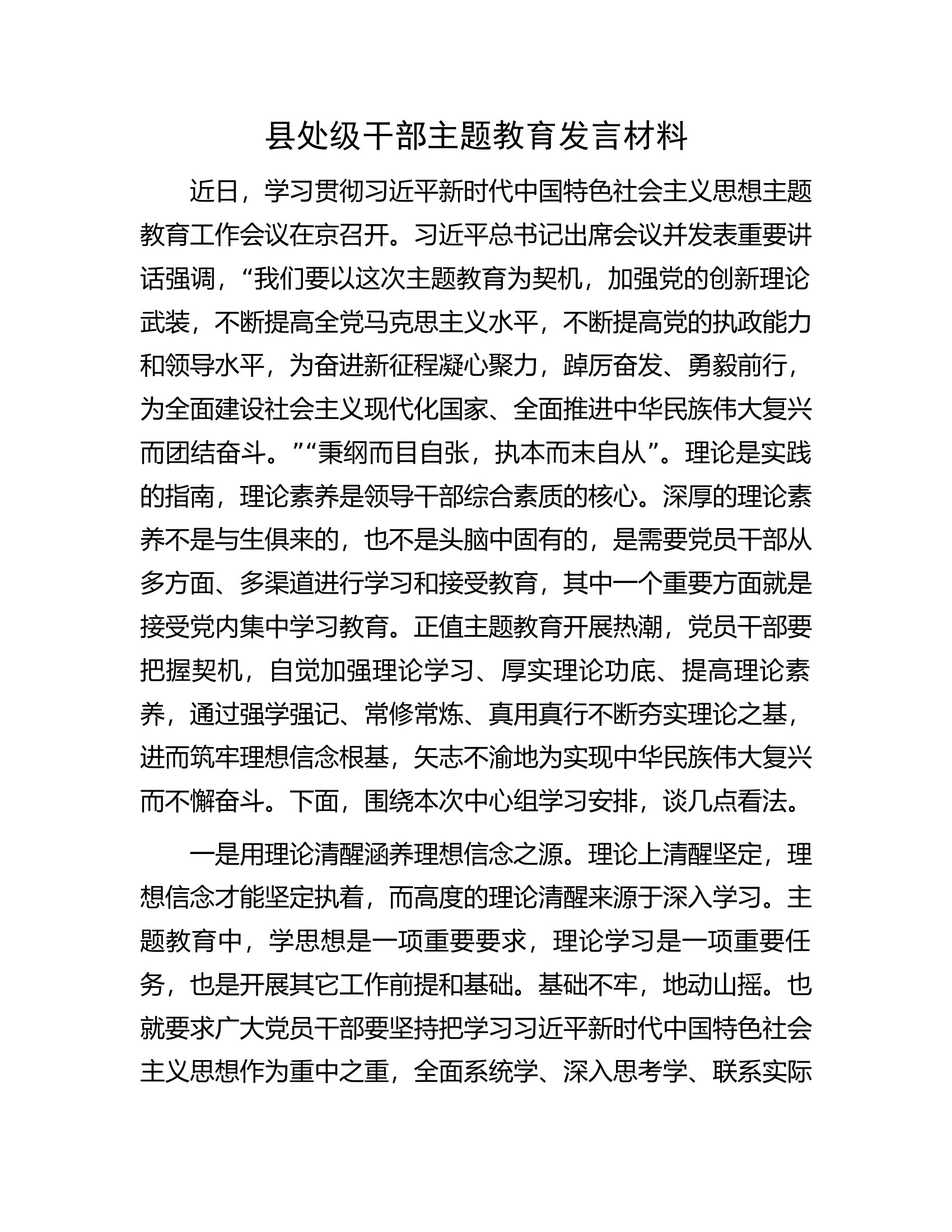 县处级干部主题教育发言材料.docx 第1页