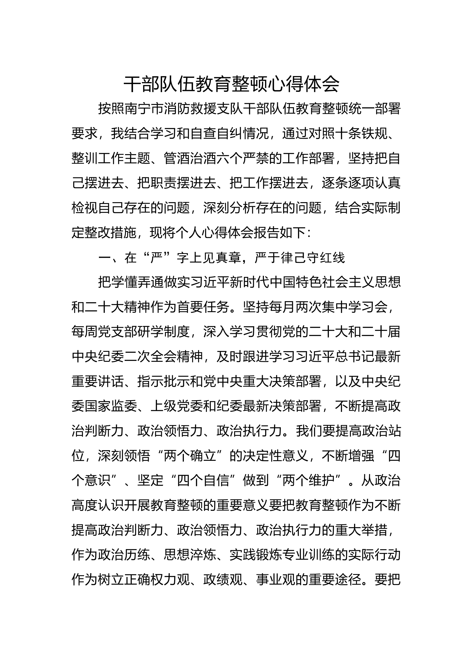 干部队伍教育整顿心得体会（2）.docx 第1页