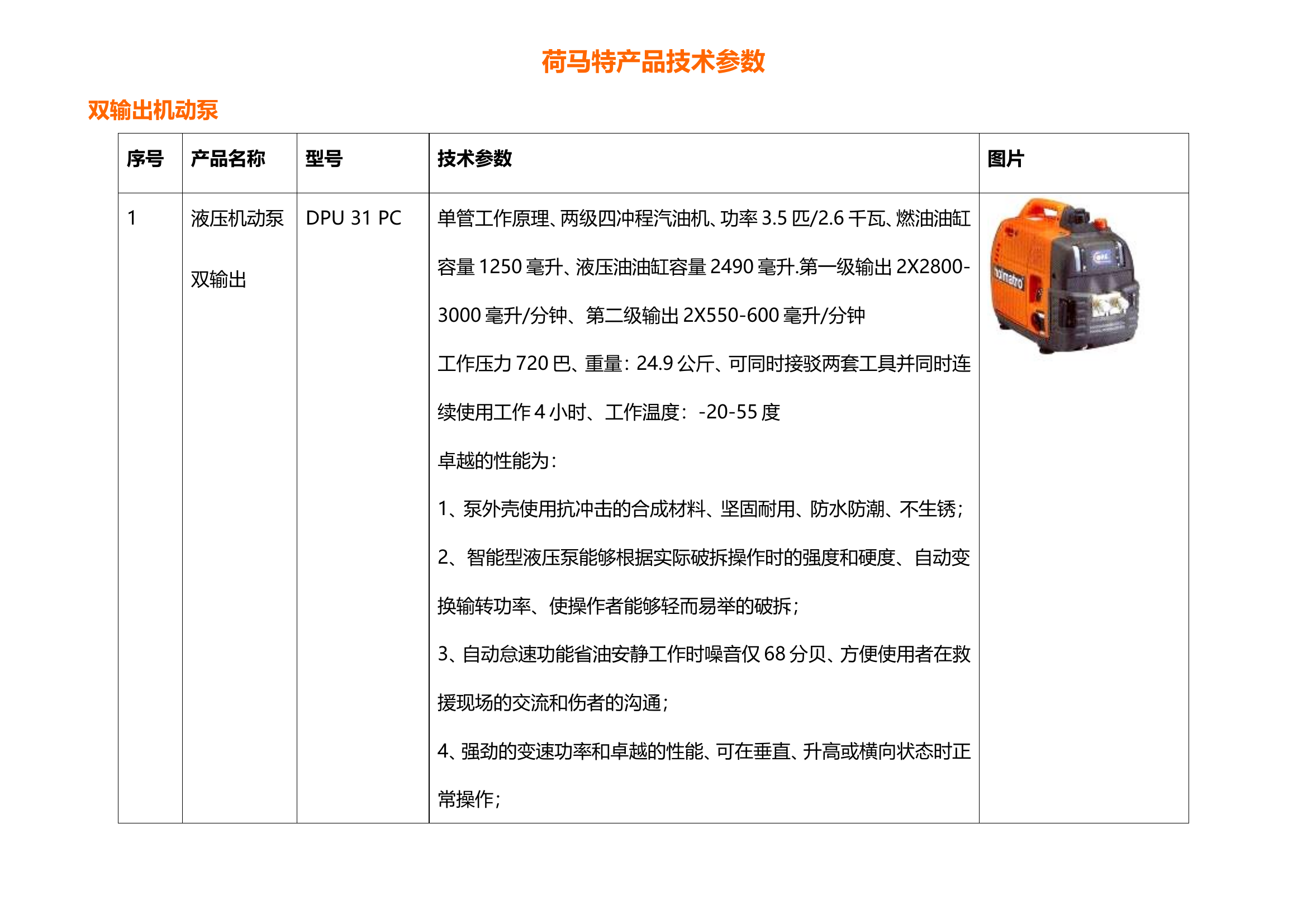 2018年荷马特产品技术参数.doc 第1页
