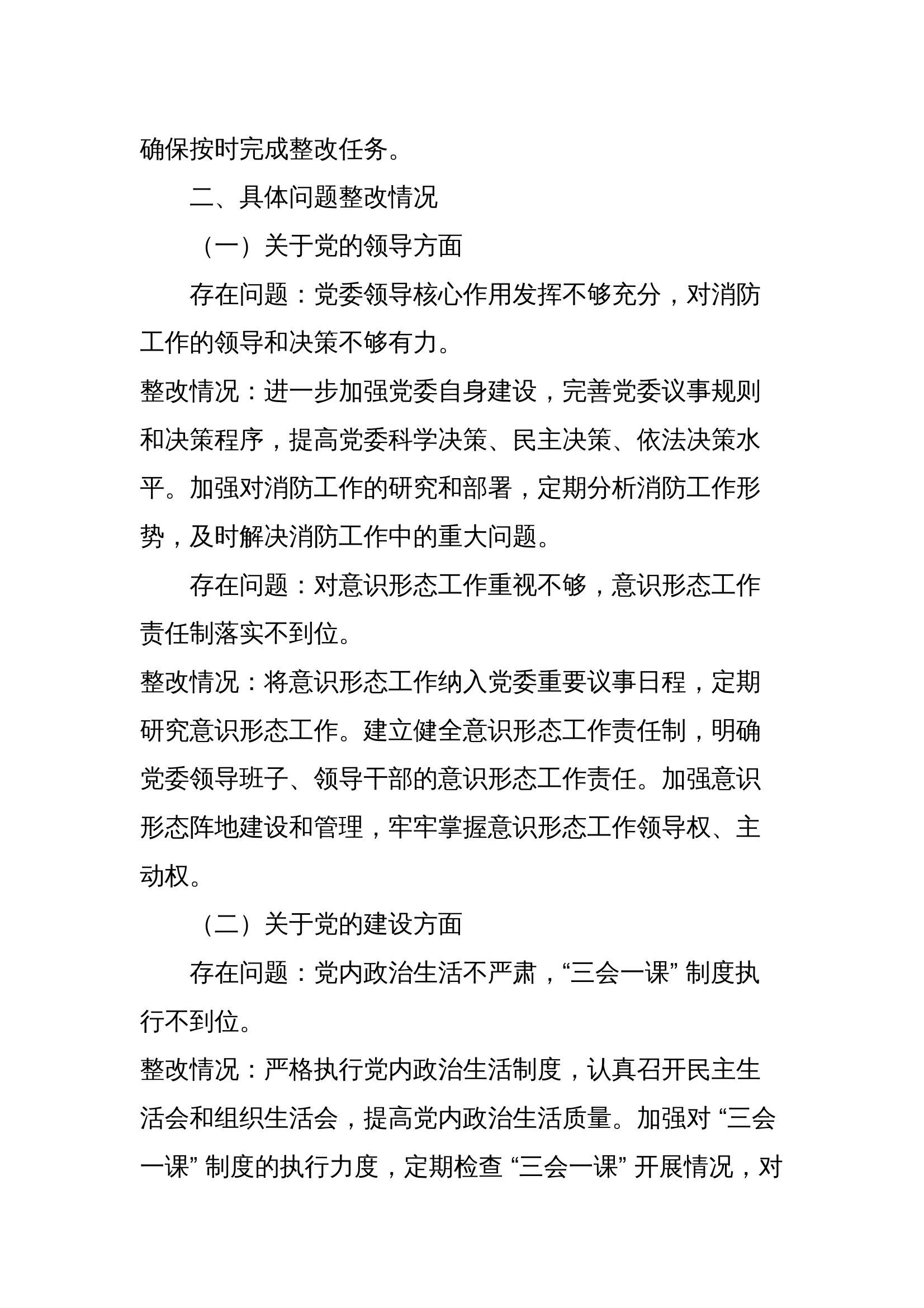《消防大队党委巡查整改情况报告》 第2页