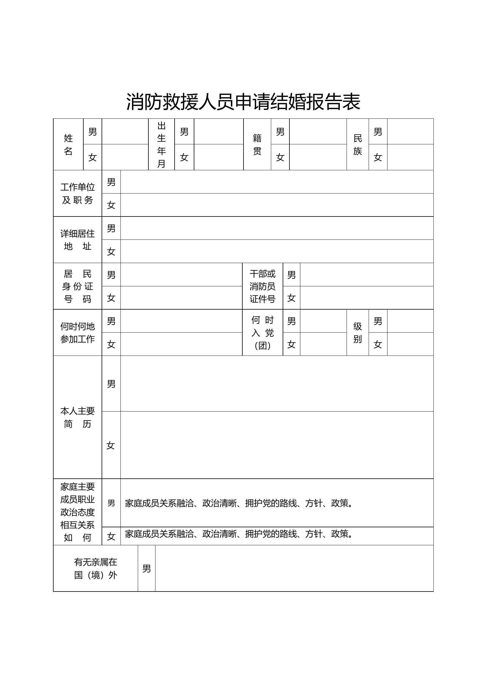 消防救援人员申请结婚报告表.docx 第1页