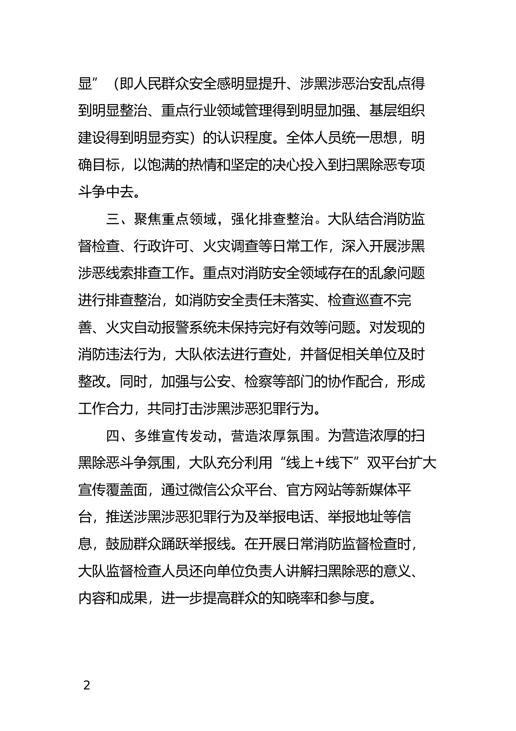 扫黑除恶工作报告 第2页