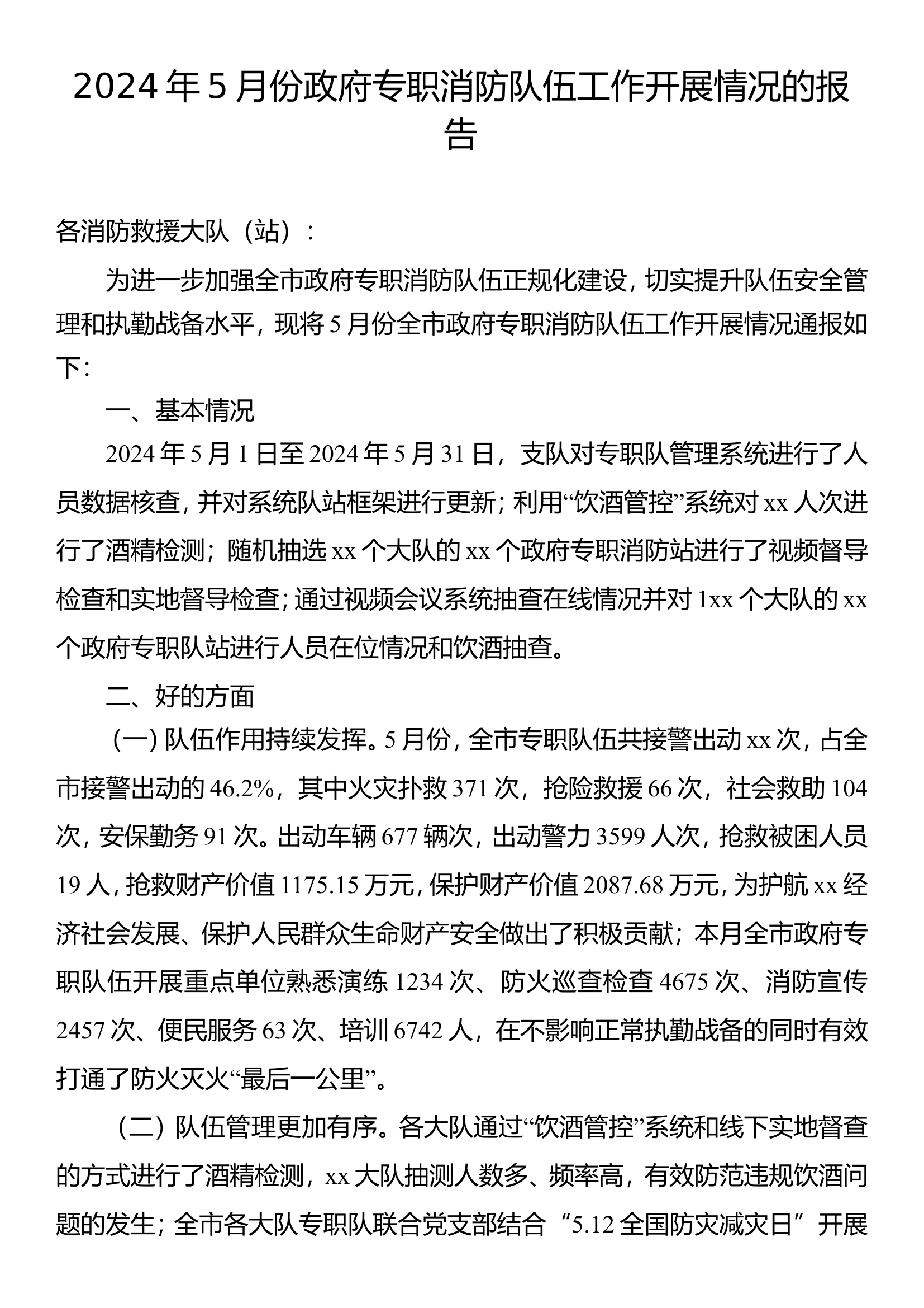 2024年5月份政府专职消防队伍工作开展情况的报告.doc 第1页