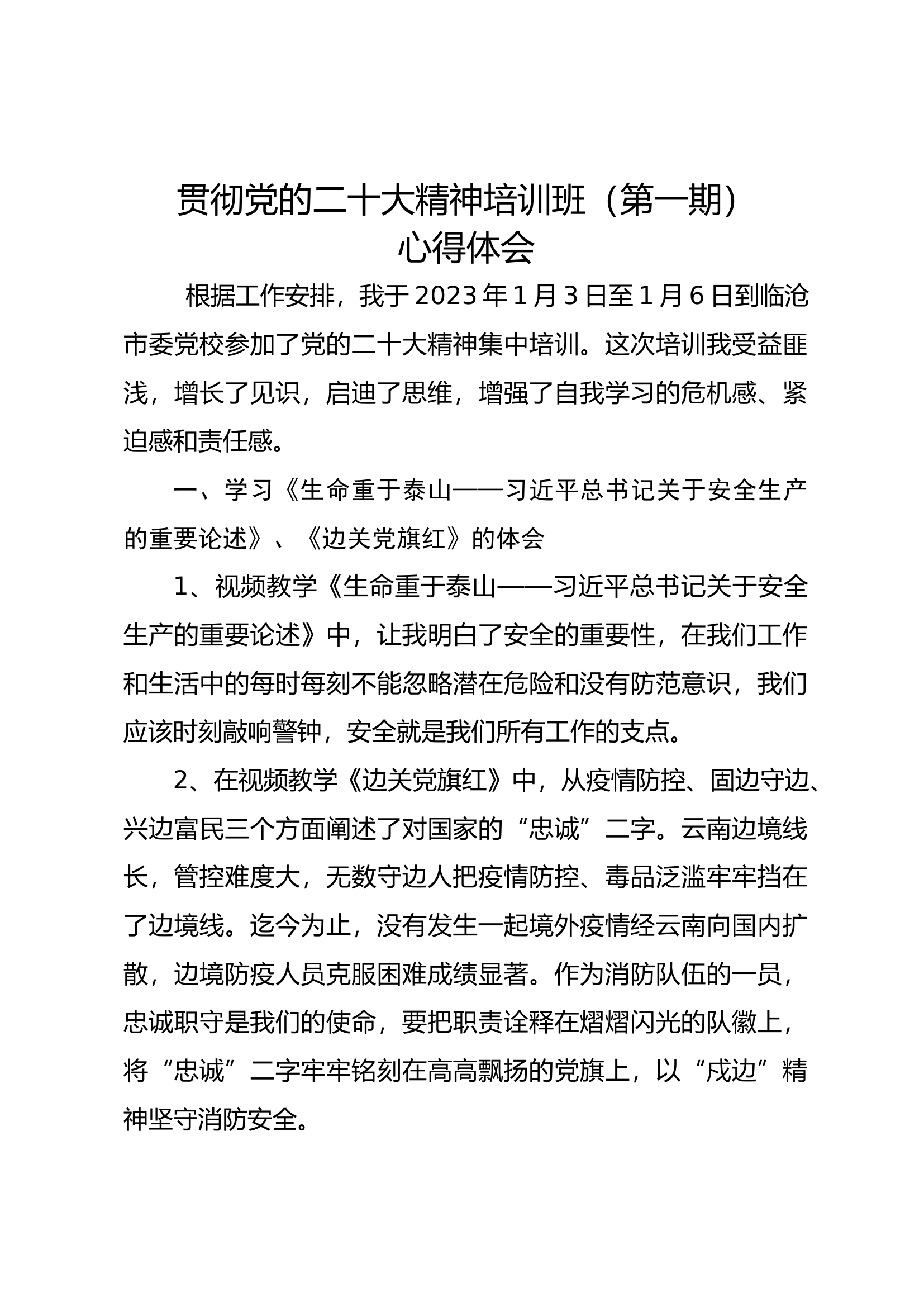 参加支队学习宣传贯彻党的二十大精神培训班心得体会.docx 第1页