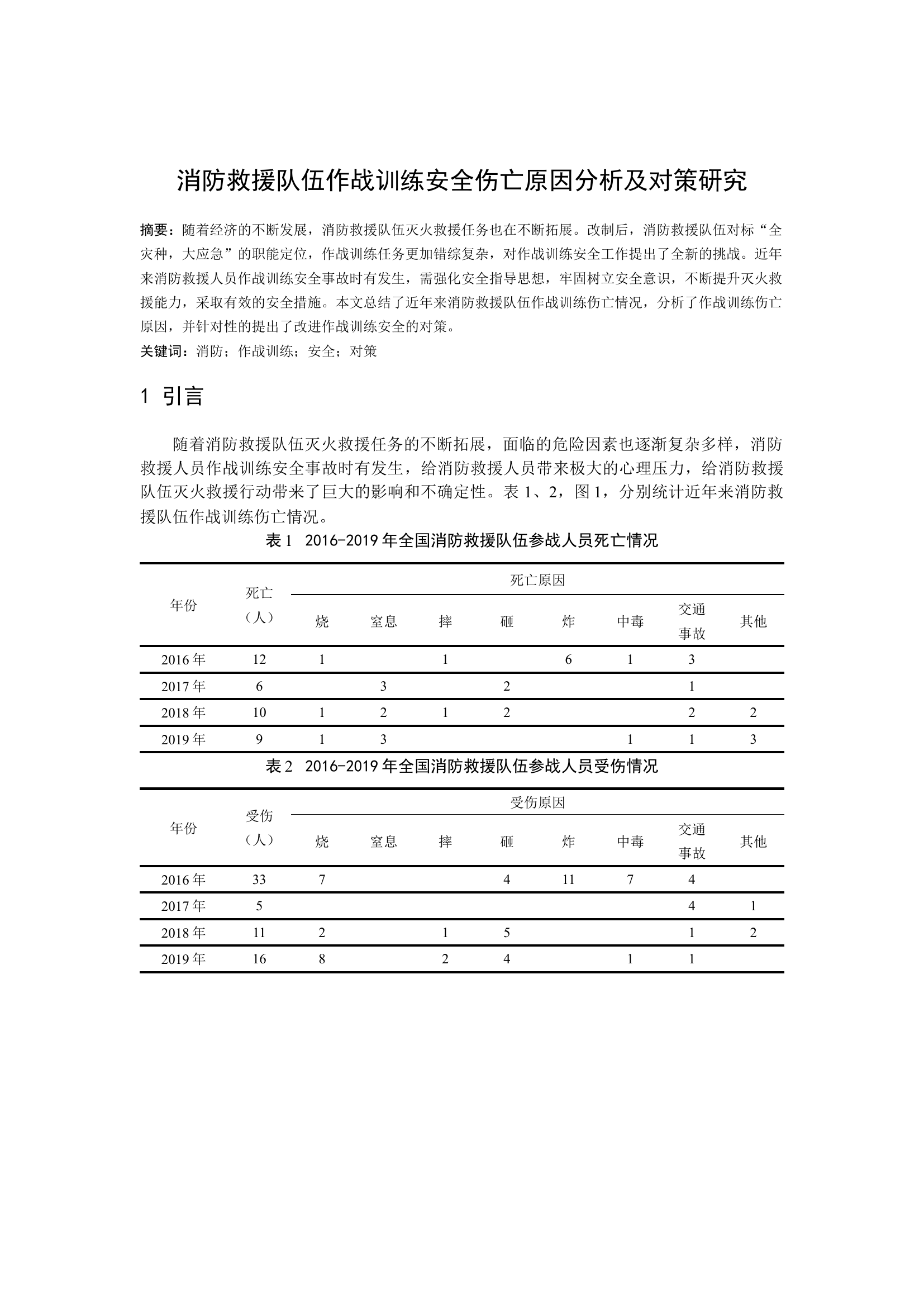 消防救援队伍作战训练安全伤亡原因分析及对策研究.docx 第1页
