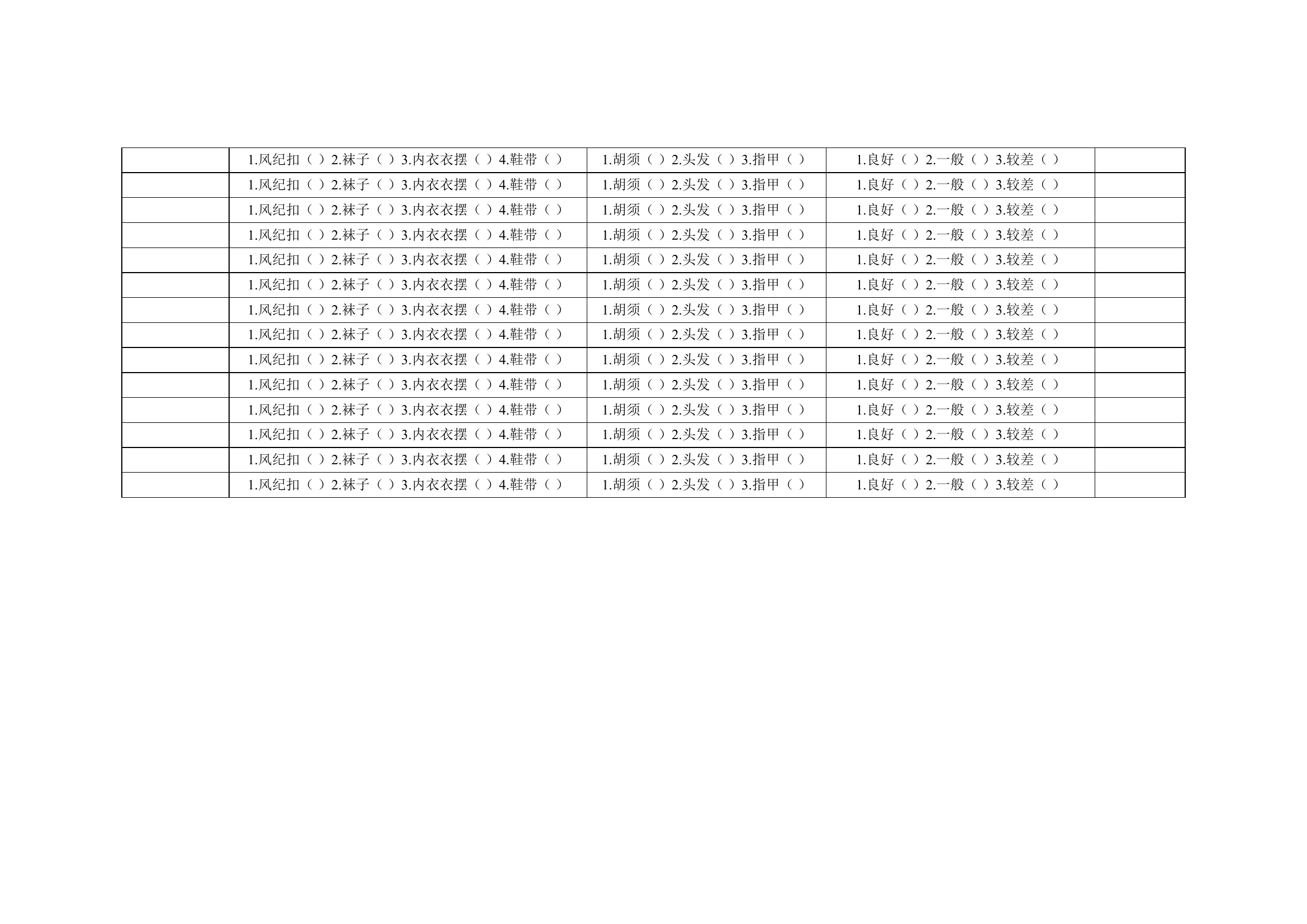 xx路消防救援站条令条例队列队容风纪检查登记表1.doc 第2页