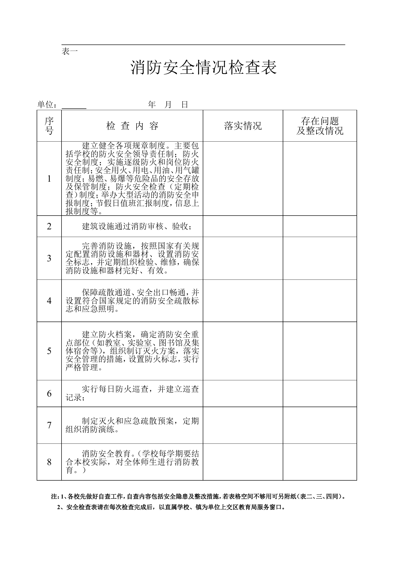 18. 学校消防安全情况检查表.doc 第1页