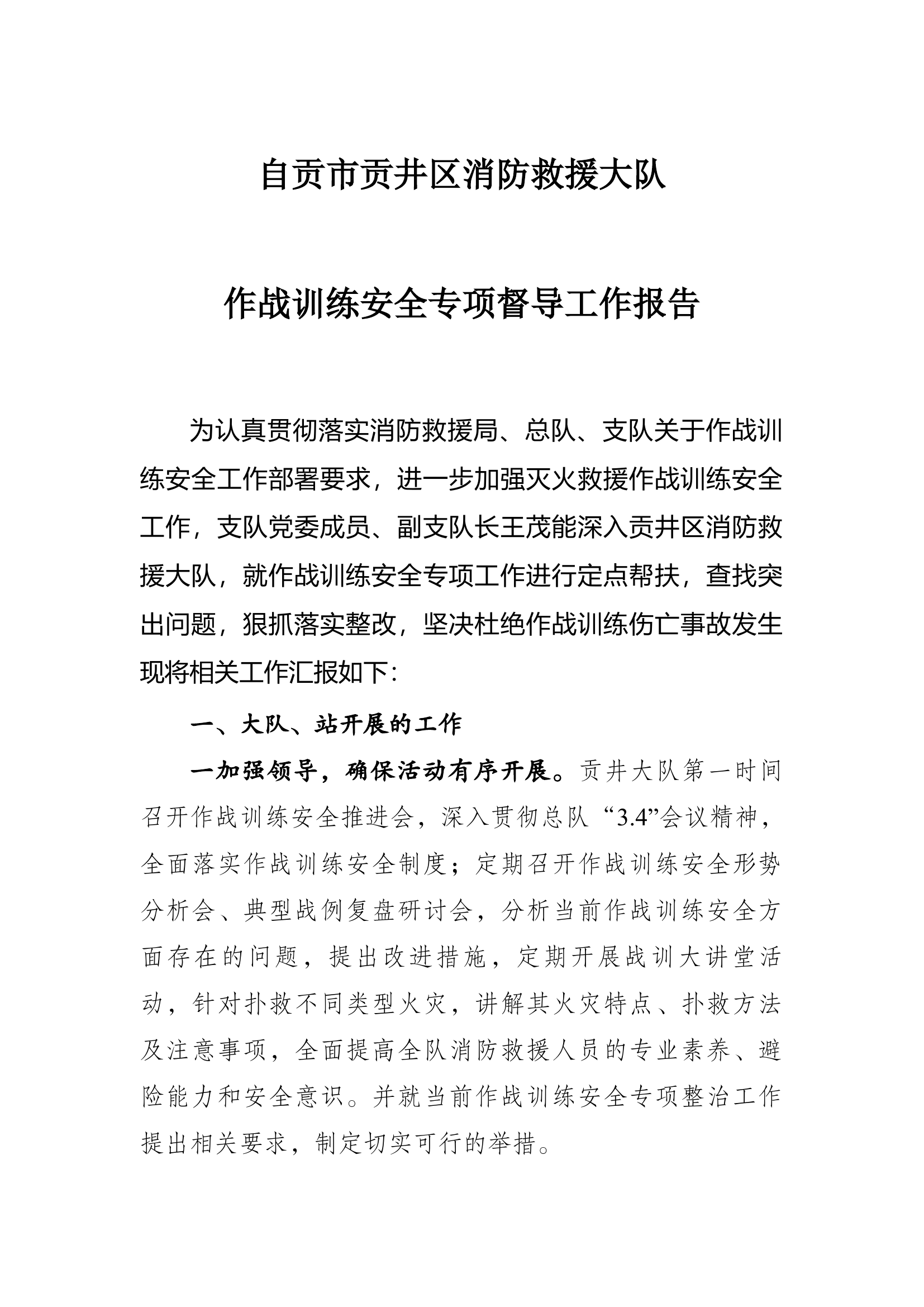 作战训练安全专项督导工作报告.docx 第1页