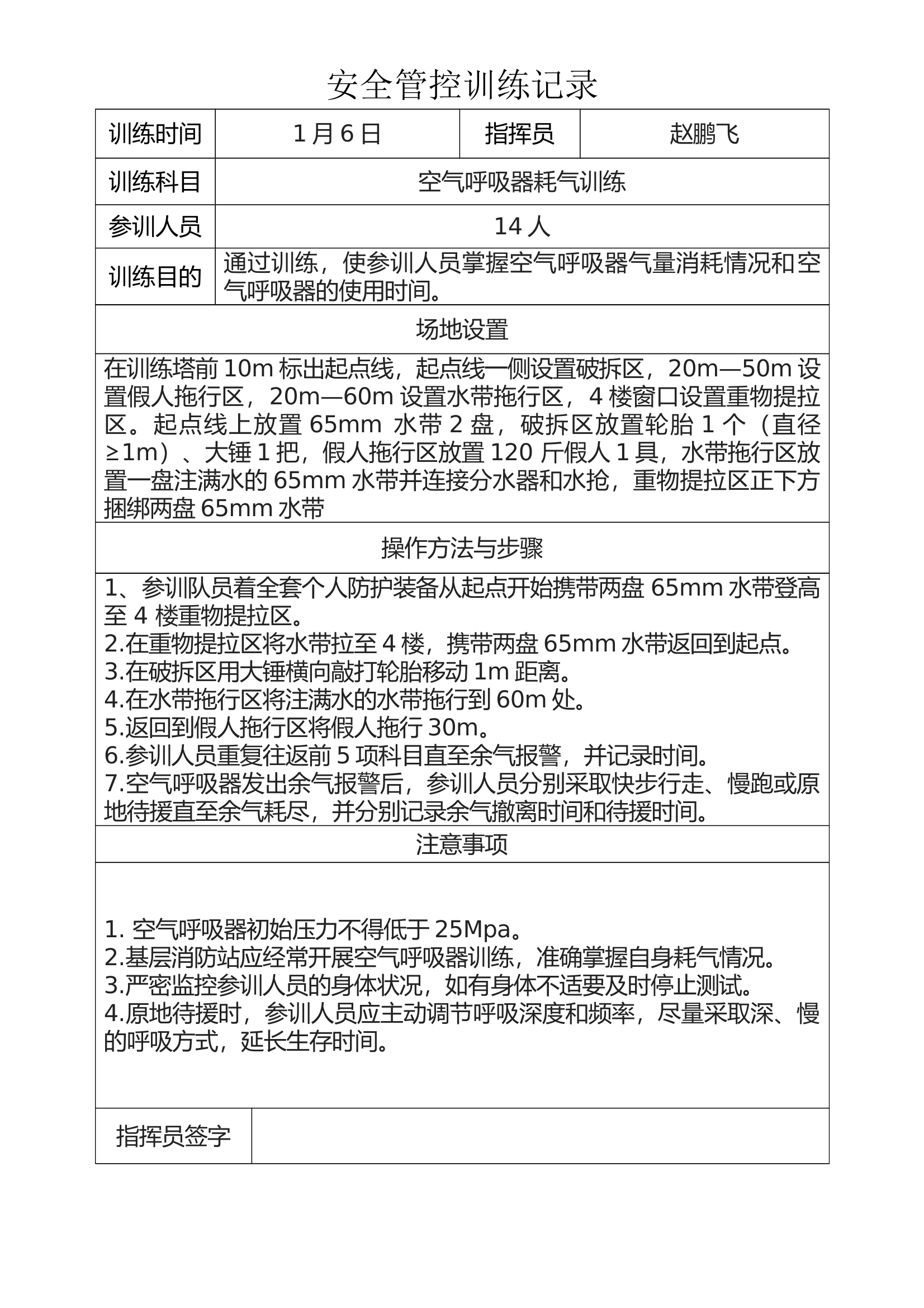 安全管控训练记录 第1页