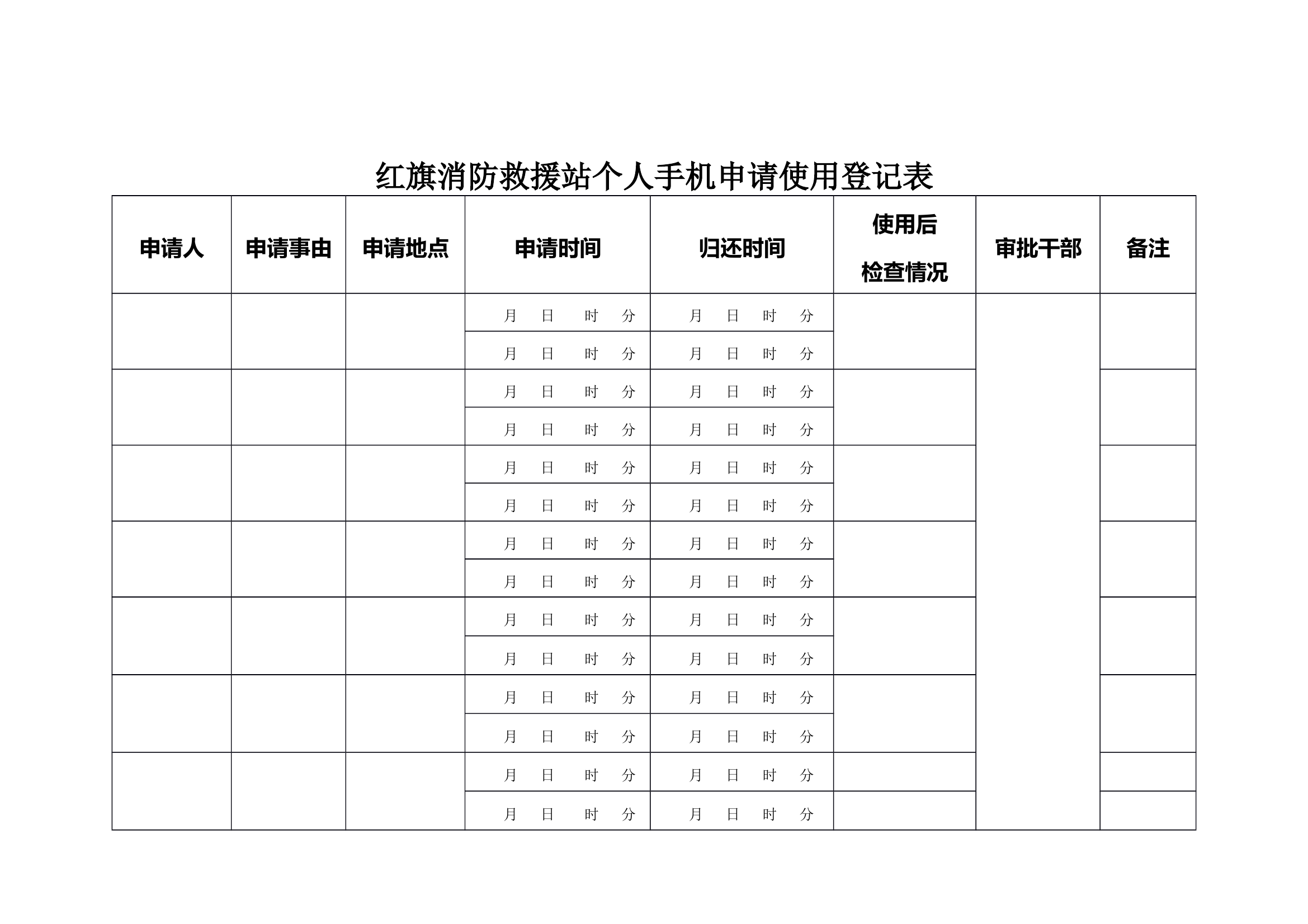 个人手机申请使用登记表 第1页