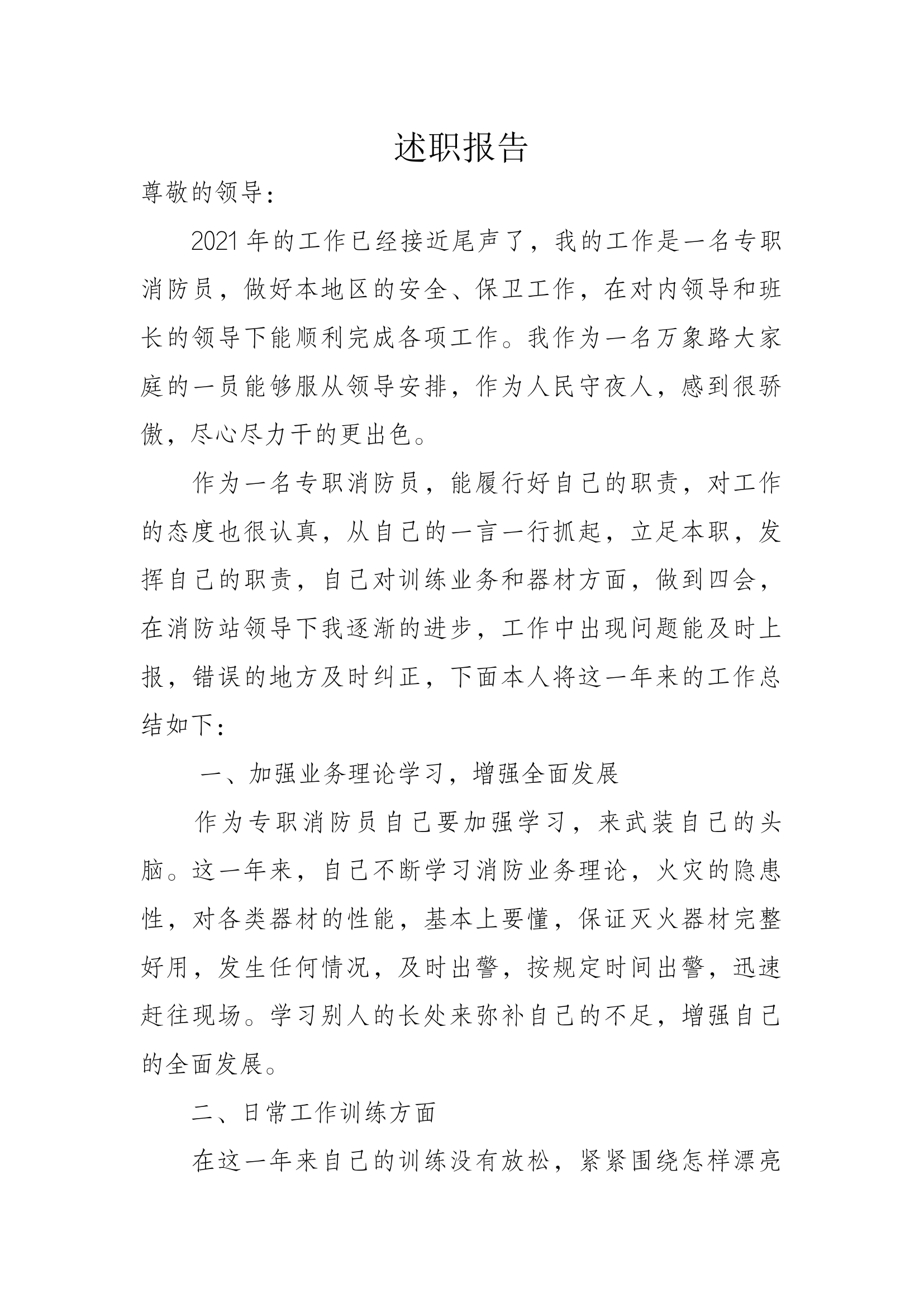 精品：个人述职报告 （政府专职） (23).docx 第1页