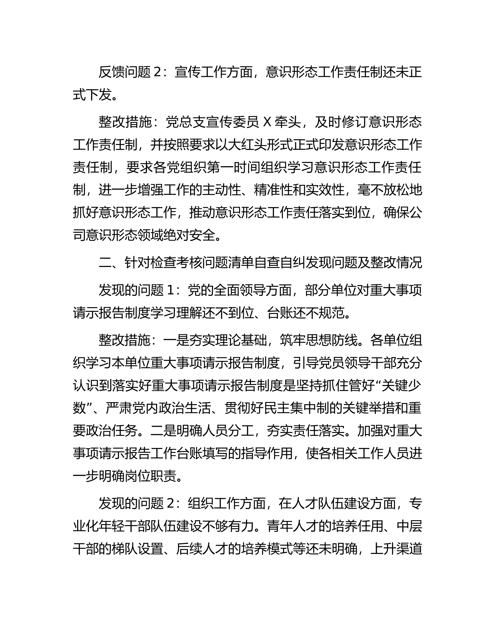 公司关于落实全面从严治党（党建）责任情况检查考核反馈意见的整改情况报告...................docx 第2页