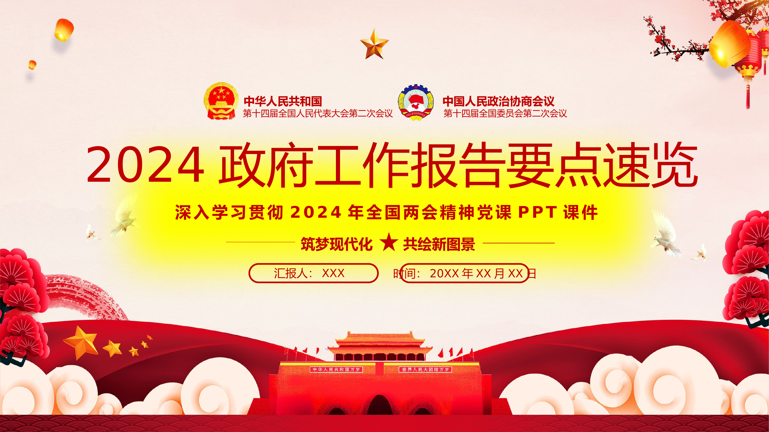 栀夏：2024两会政府工作报告要点学习全国两会精神专题微党课.pptx 第1页