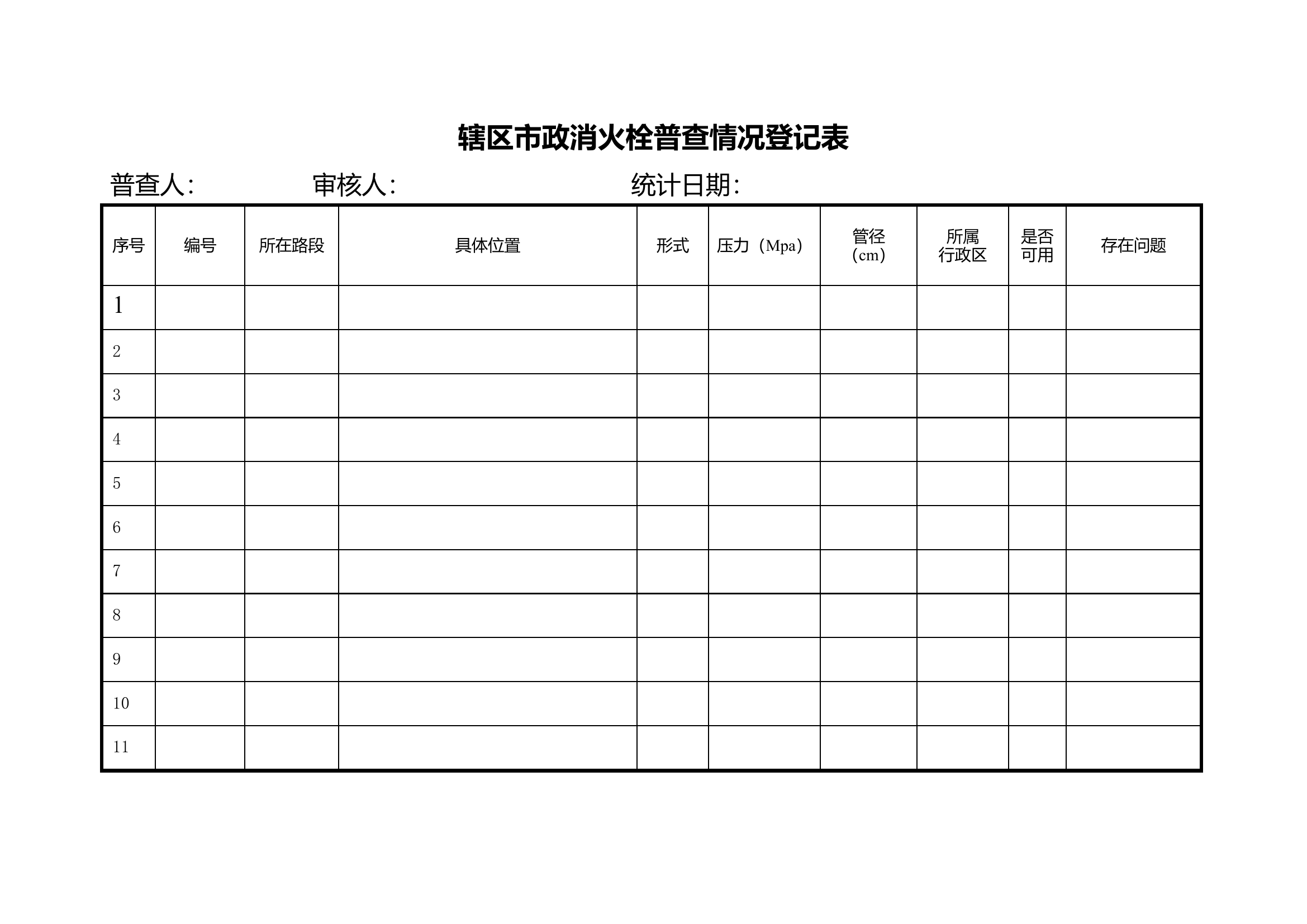 辖区市政消火栓普查情况登记表.doc 第1页